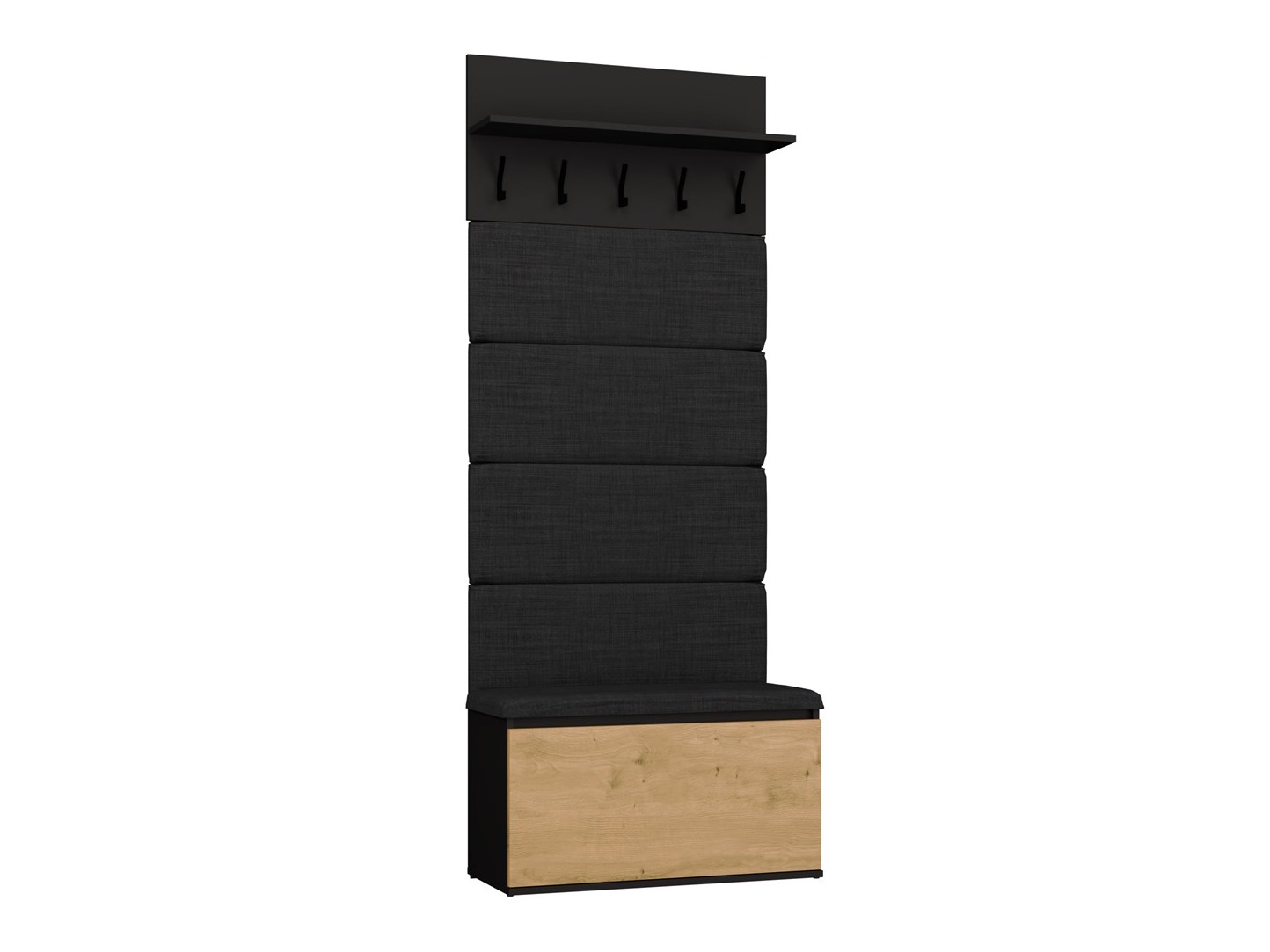 Set arredo da corridoio Mandeville 404 (Nero + Rovere Artisan)