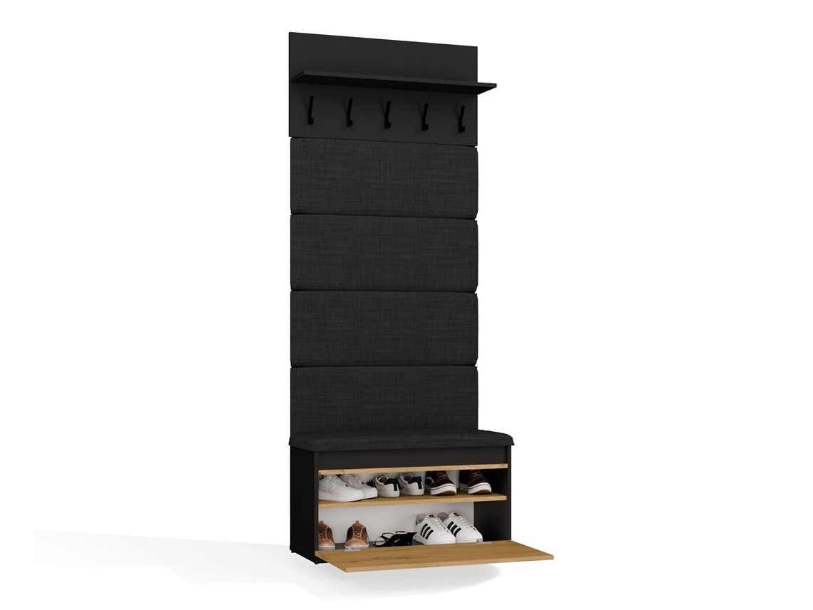 Set arredo da corridoio Mandeville 404 (Nero + Rovere Artisan)