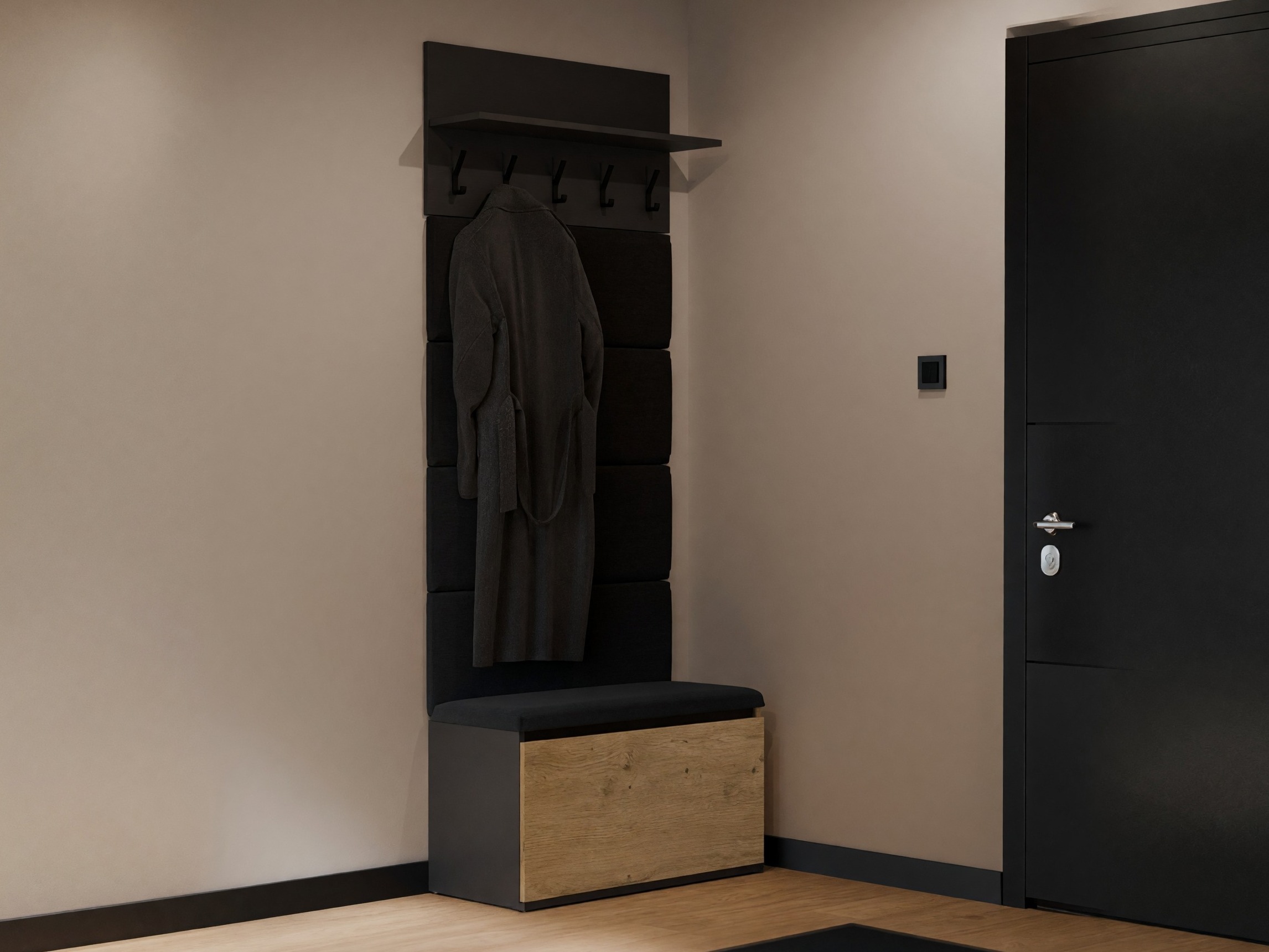 Set arredo da corridoio Mandeville 404 (Nero + Rovere Artisan)