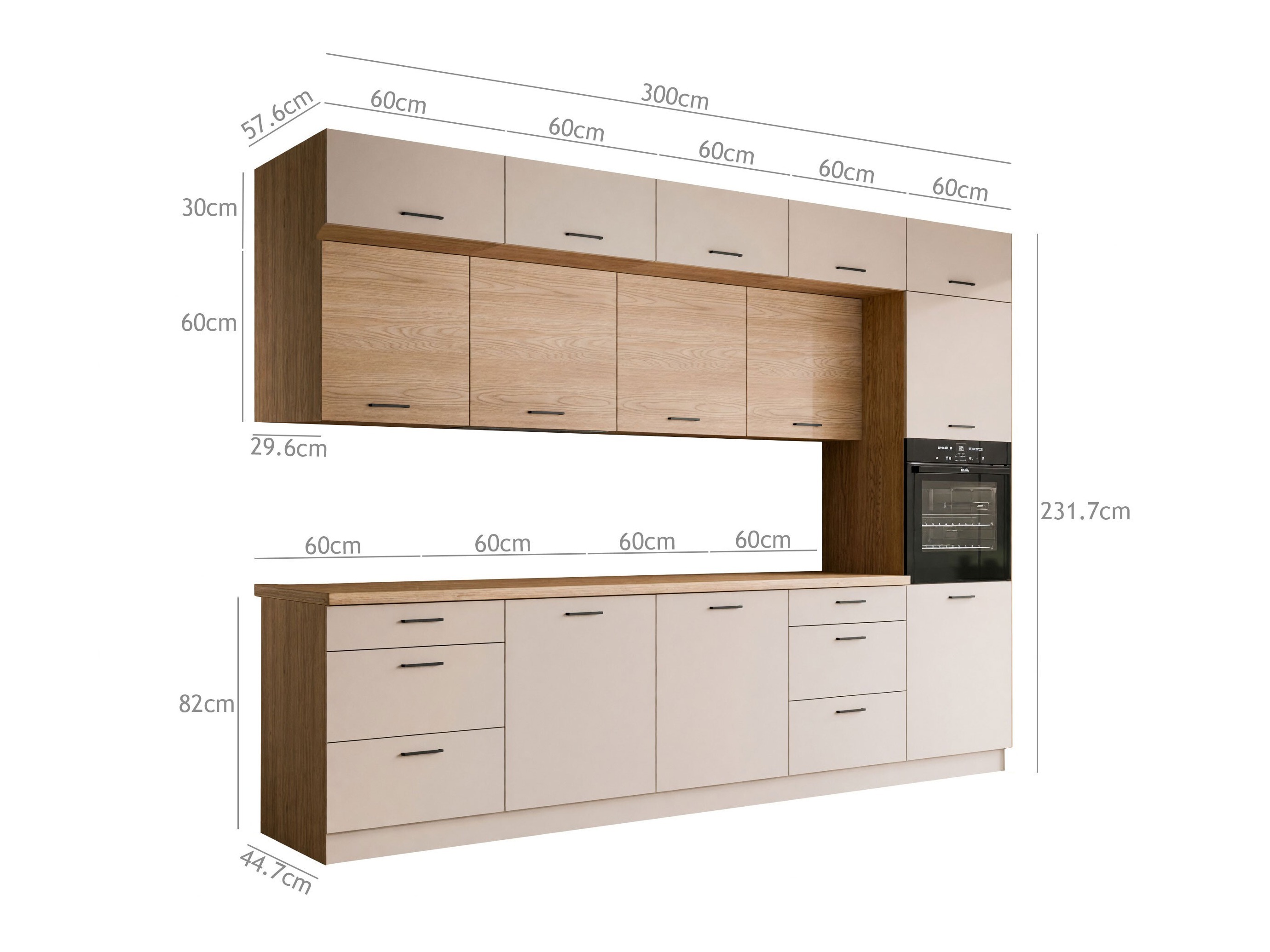 Set da cucina modulare Ati Cashmere Grey 100
