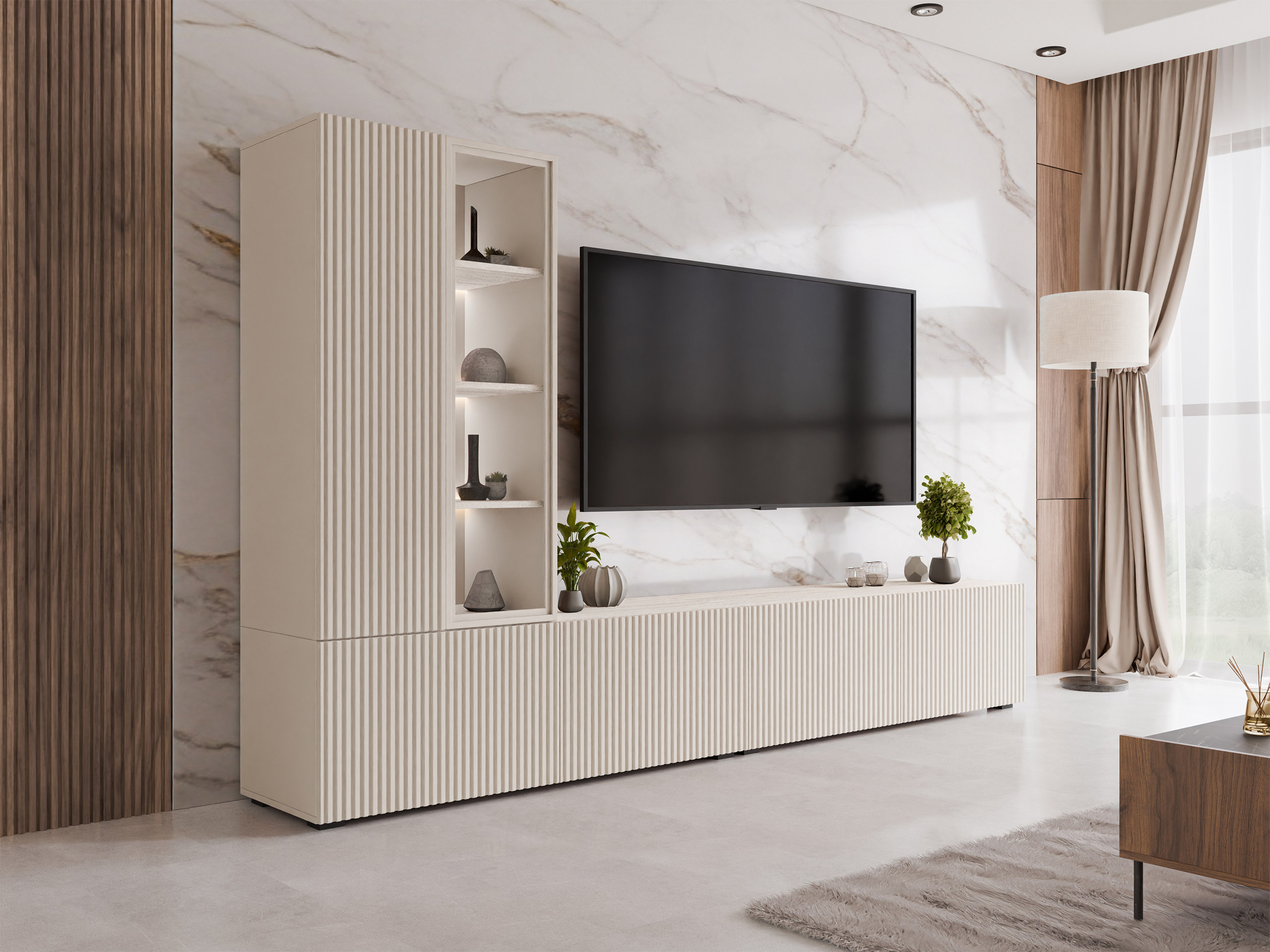 Parete attrezzata Comfivo 599 (Cachemire + Chiara Travertine)