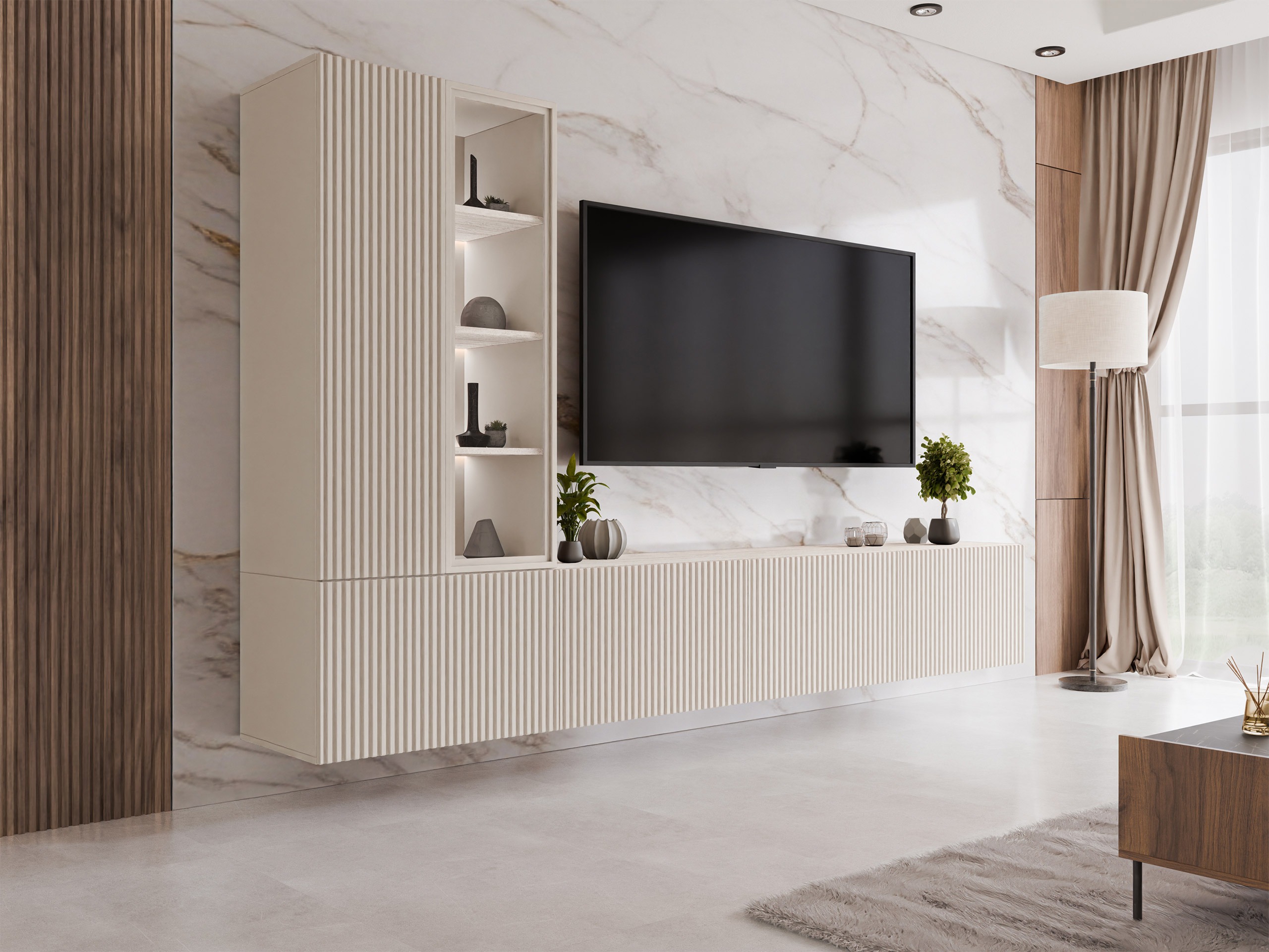 Parete attrezzata Comfivo 599 (Cachemire + Chiara Travertine)