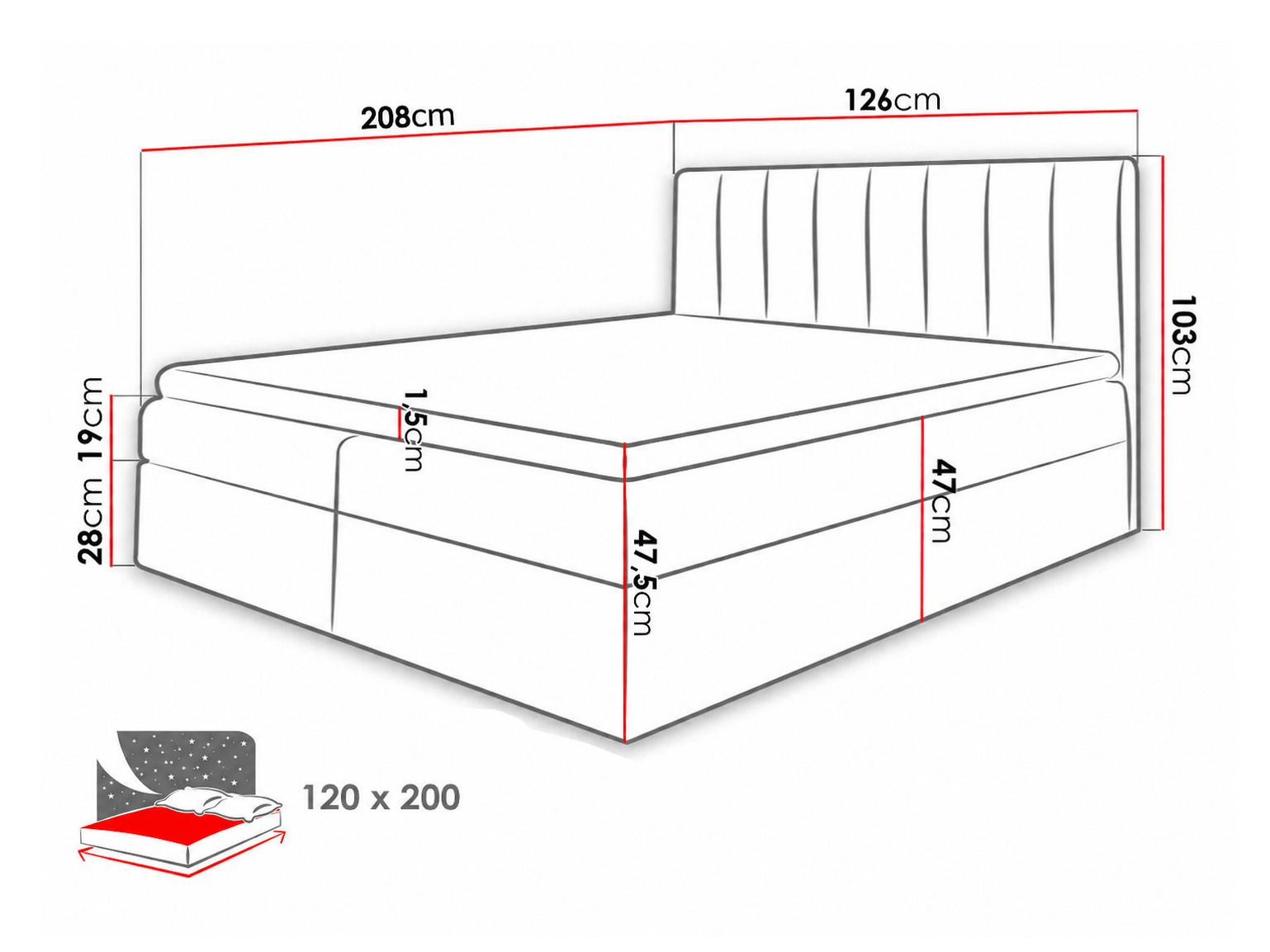 Letto continentale Culina (Soft 011 + Ikar 01)