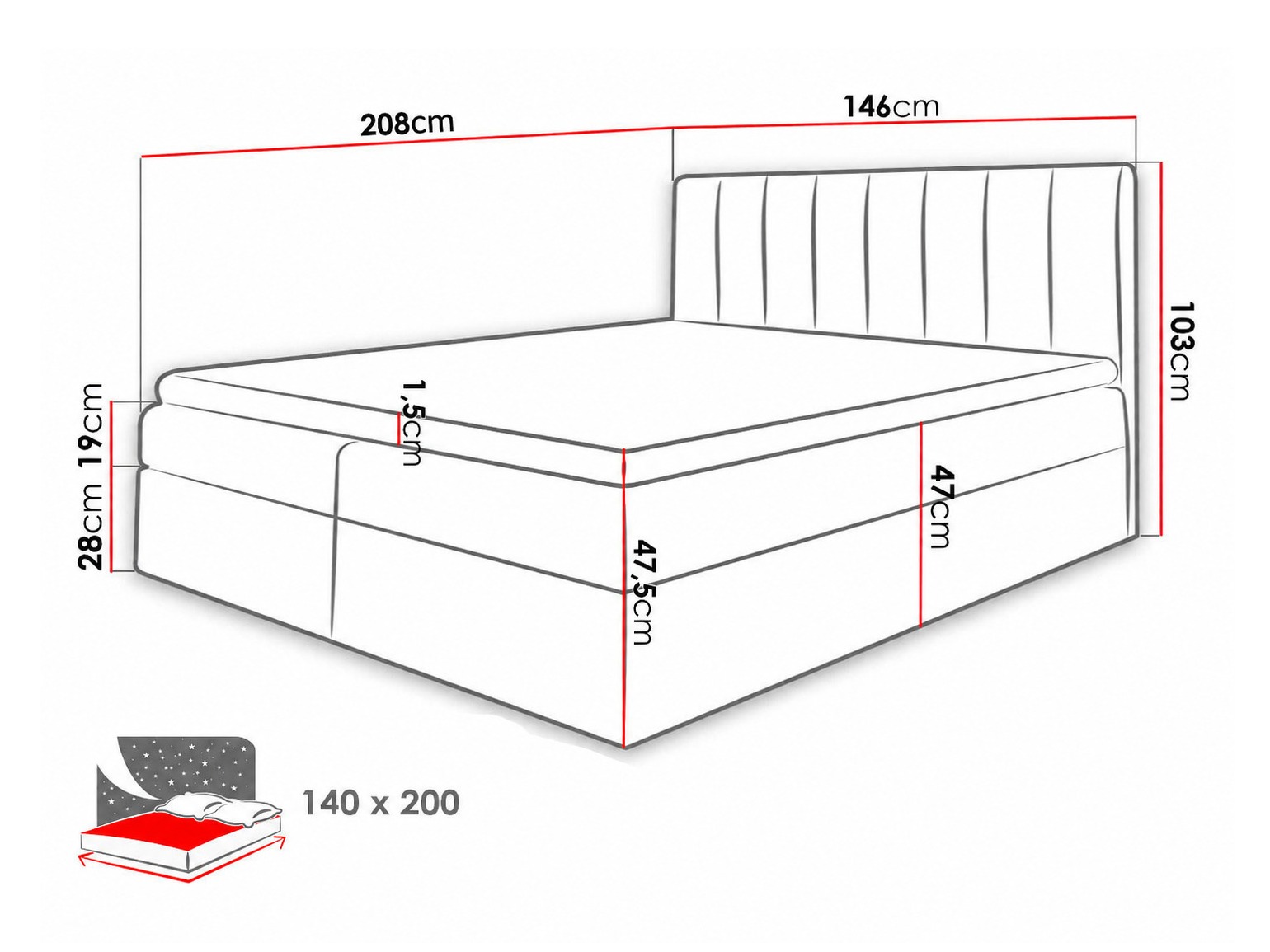 Letto continentale Culina (Soft 011 + Ikar 01)