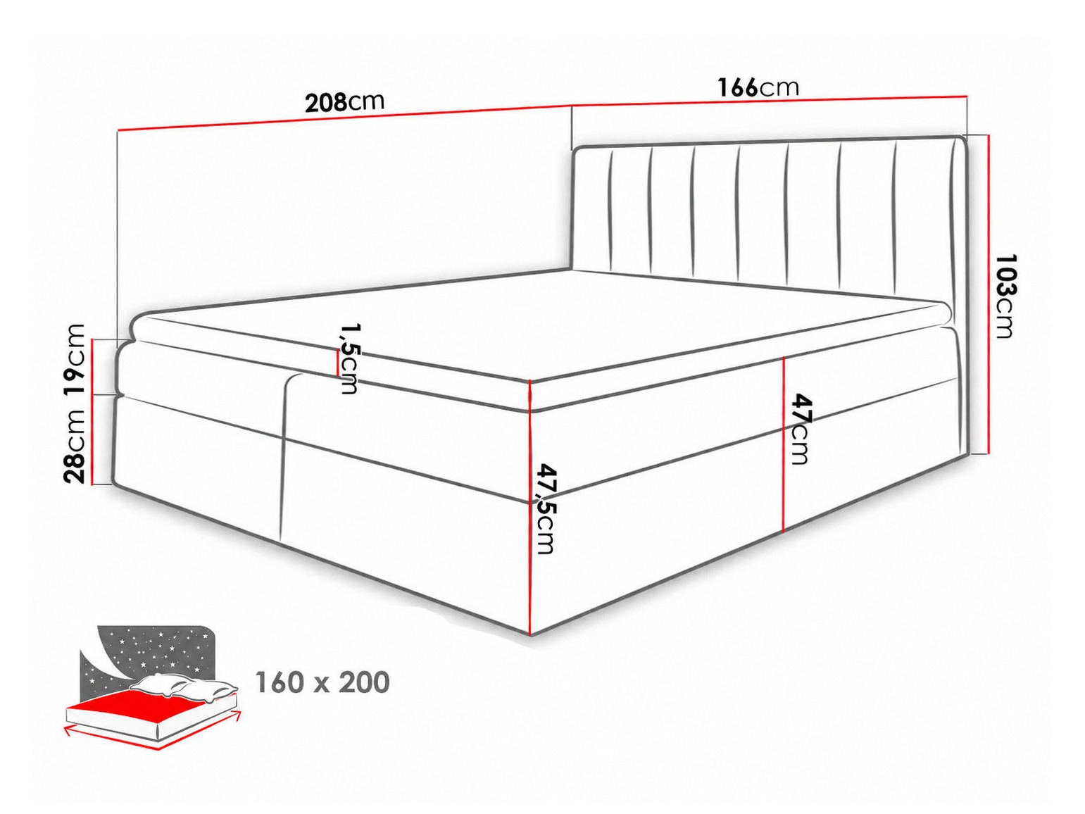 Letto continentale Culina (Soft 011 + Ikar 01)