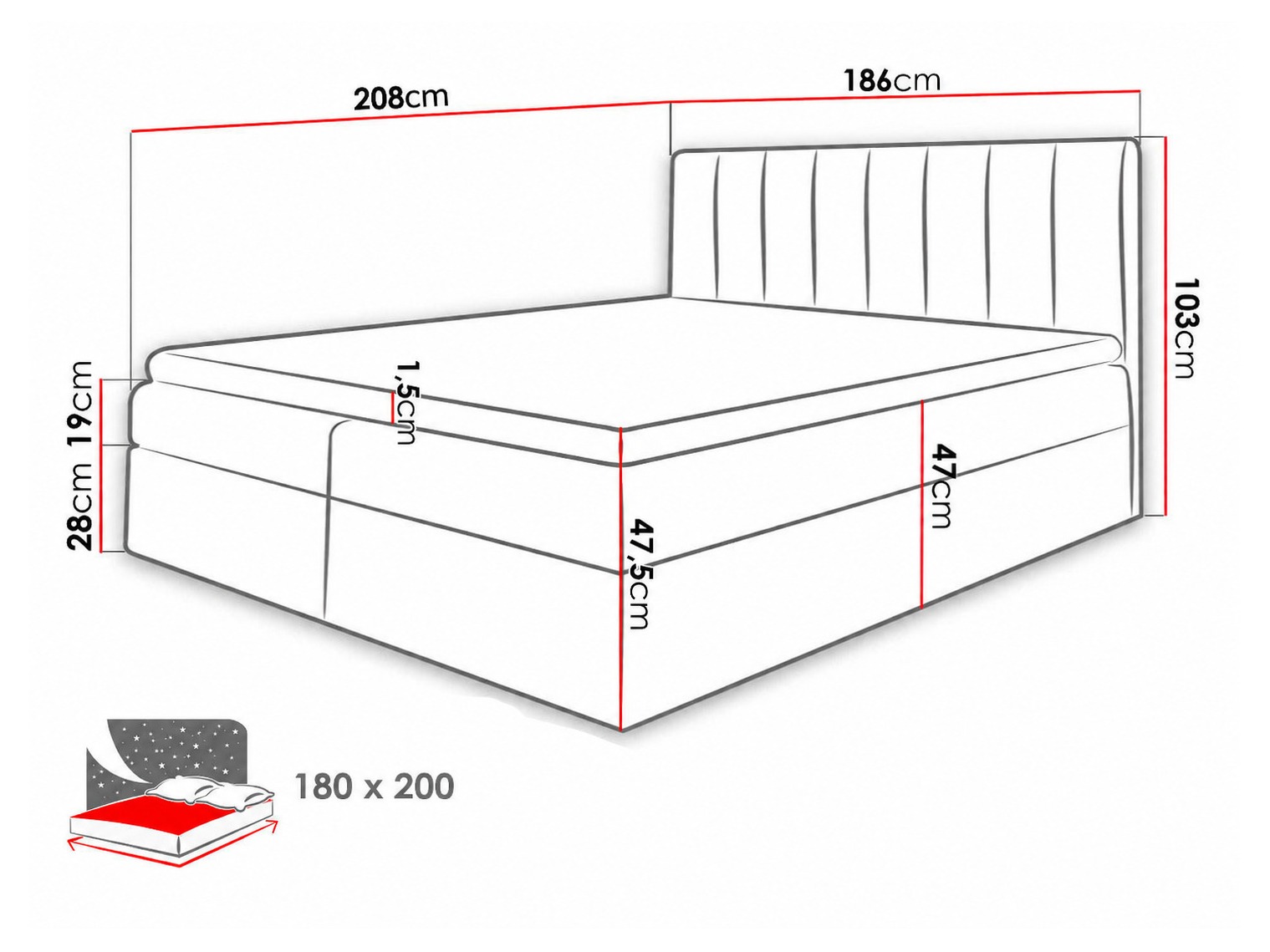 Letto continentale Culina (Soft 011 + Ikar 01)