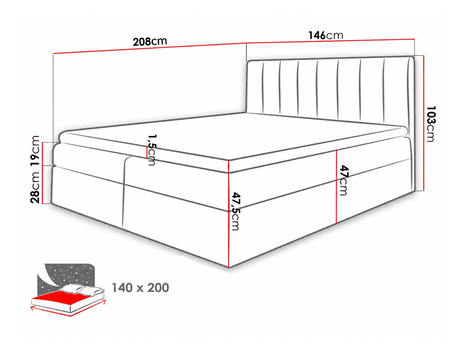 Letto continentale Culina (Soft 017 + Ikar 09)