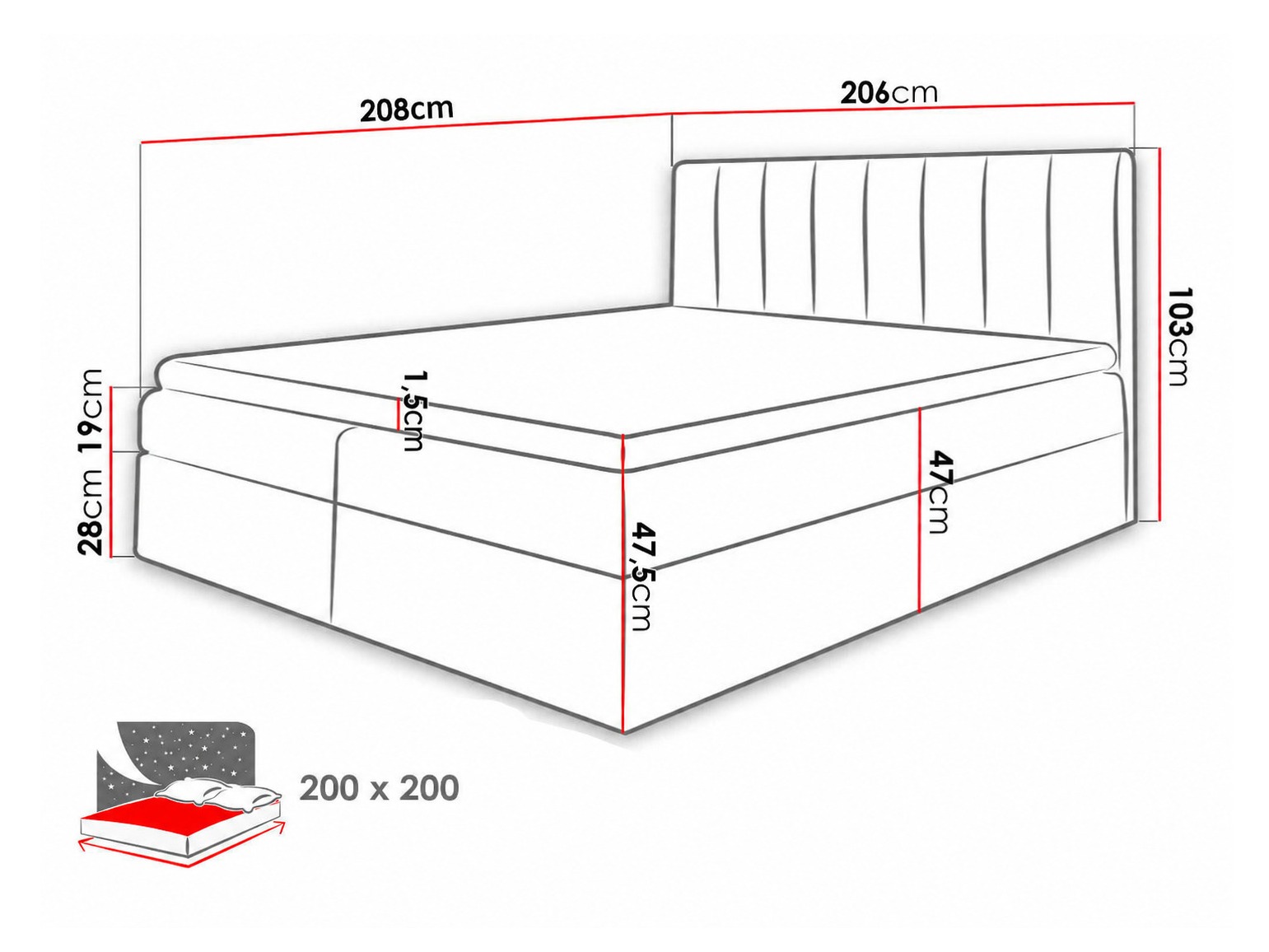 Letto continentale Culina (Soft 017 + Ikar 09)