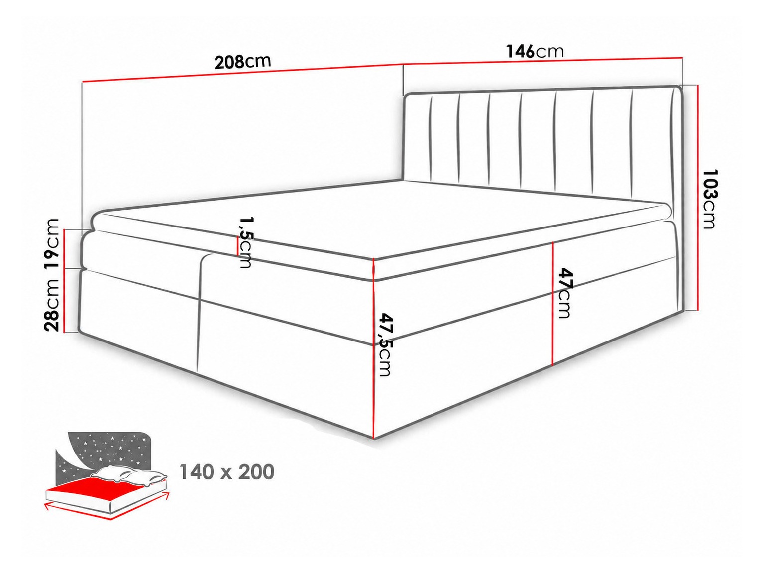 Letto continentale Culina (Soft 017 + Spirit 13)
