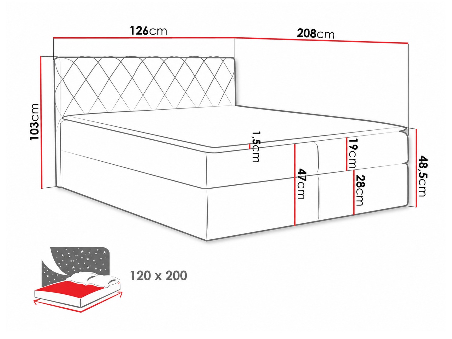 Letto continentale Genus (Velluto 10)