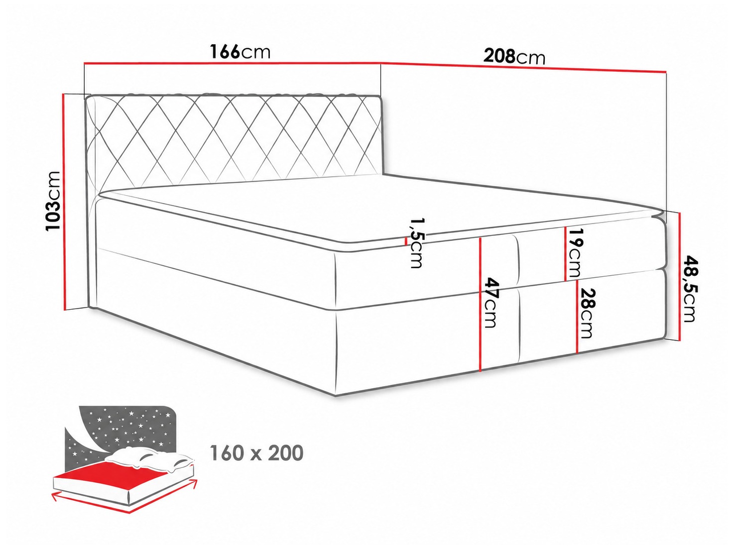 Letto continentale Genus (Velluto 10)
