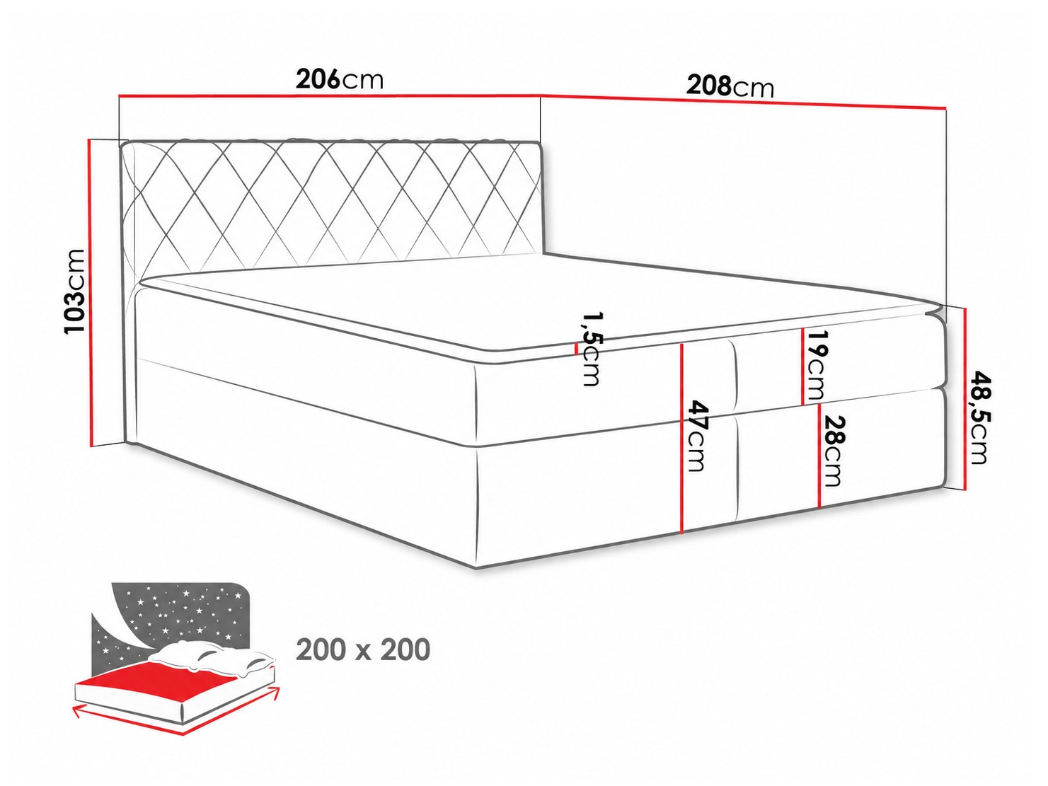 Letto continentale Genus (Velluto 10)