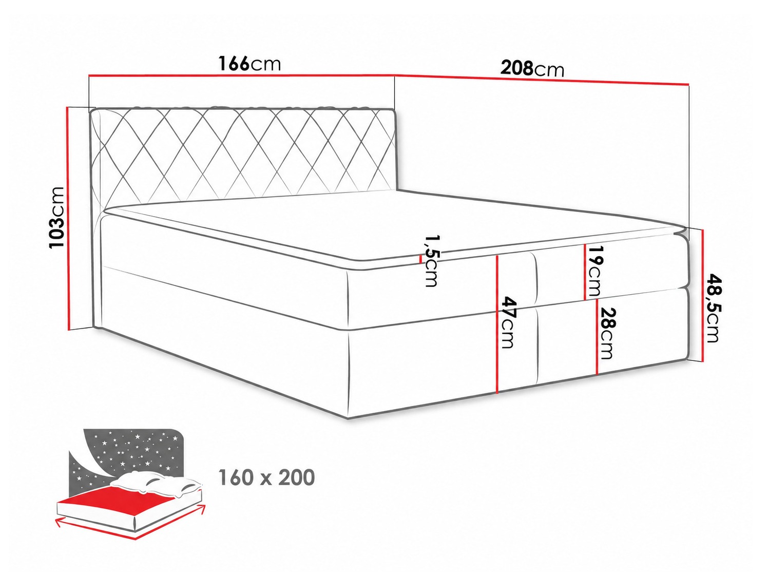 Letto continentale Genus (Velluto 11)