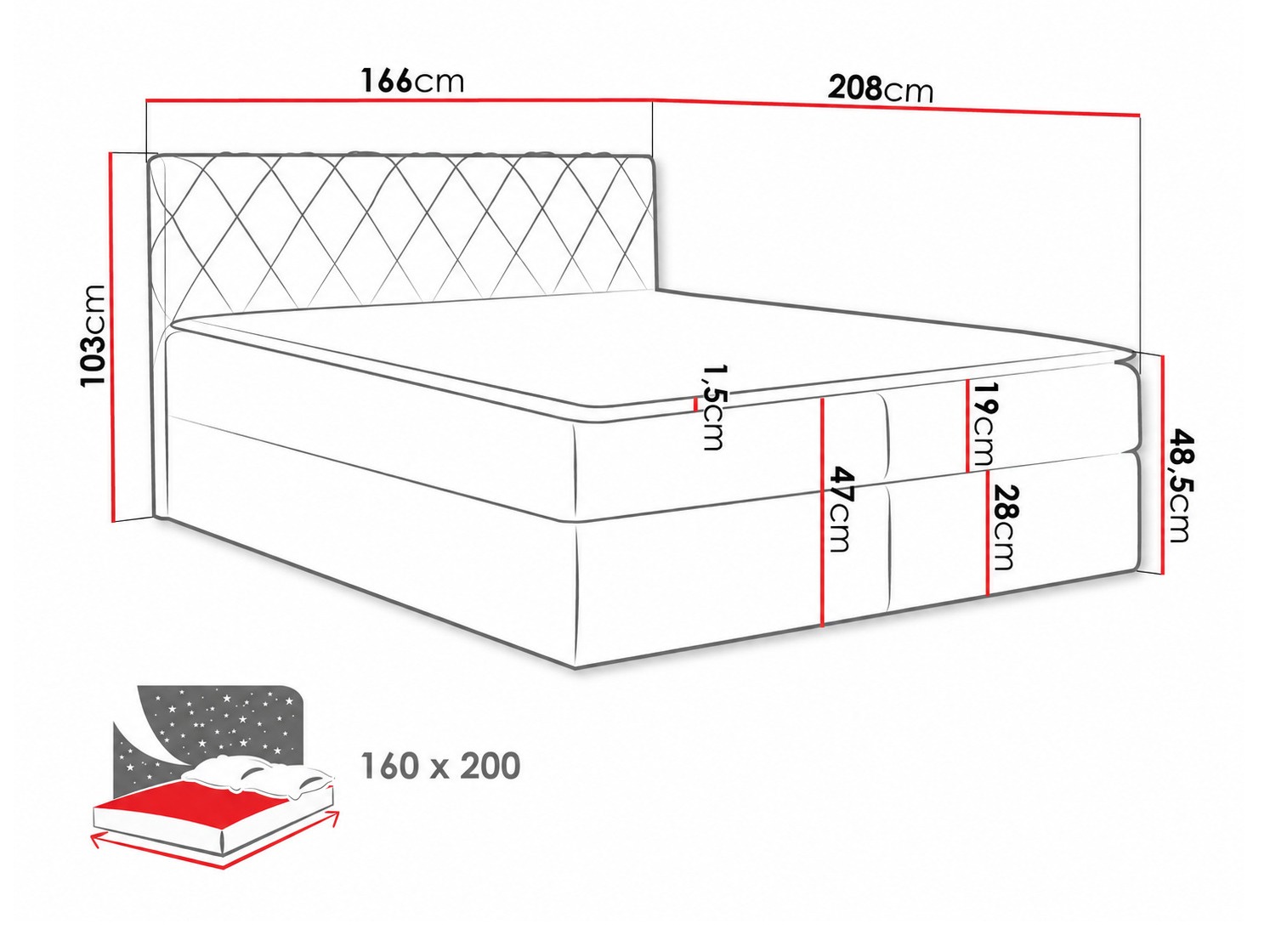 Letto continentale Genus (Velluto 3)