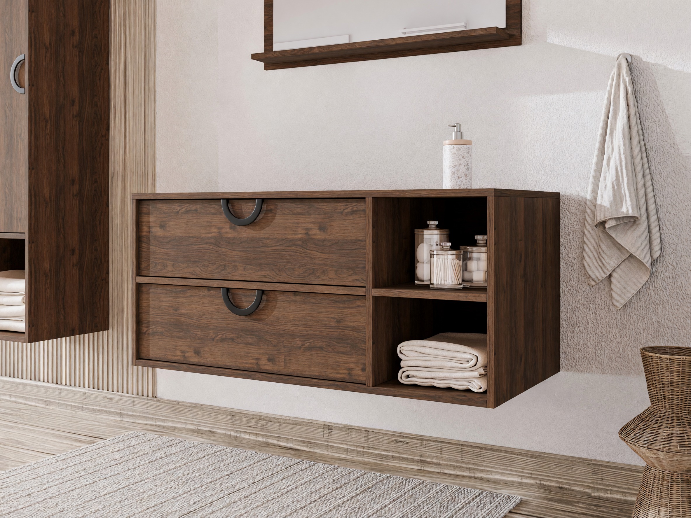Comodino da bagno per lavandino Sodalis (Noce)