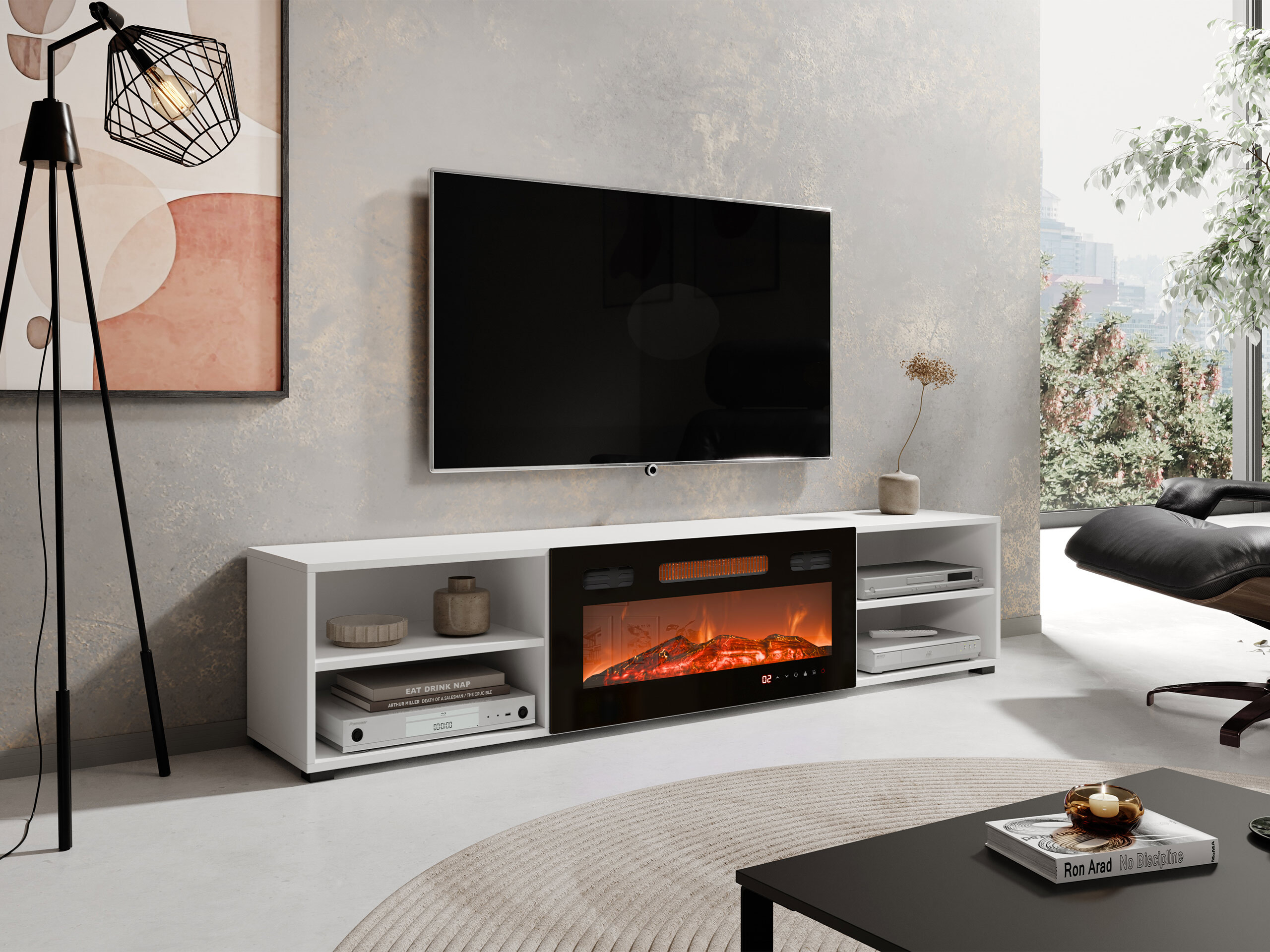 Mobile porta TV Charlotte 190 (Bianco + Nero)