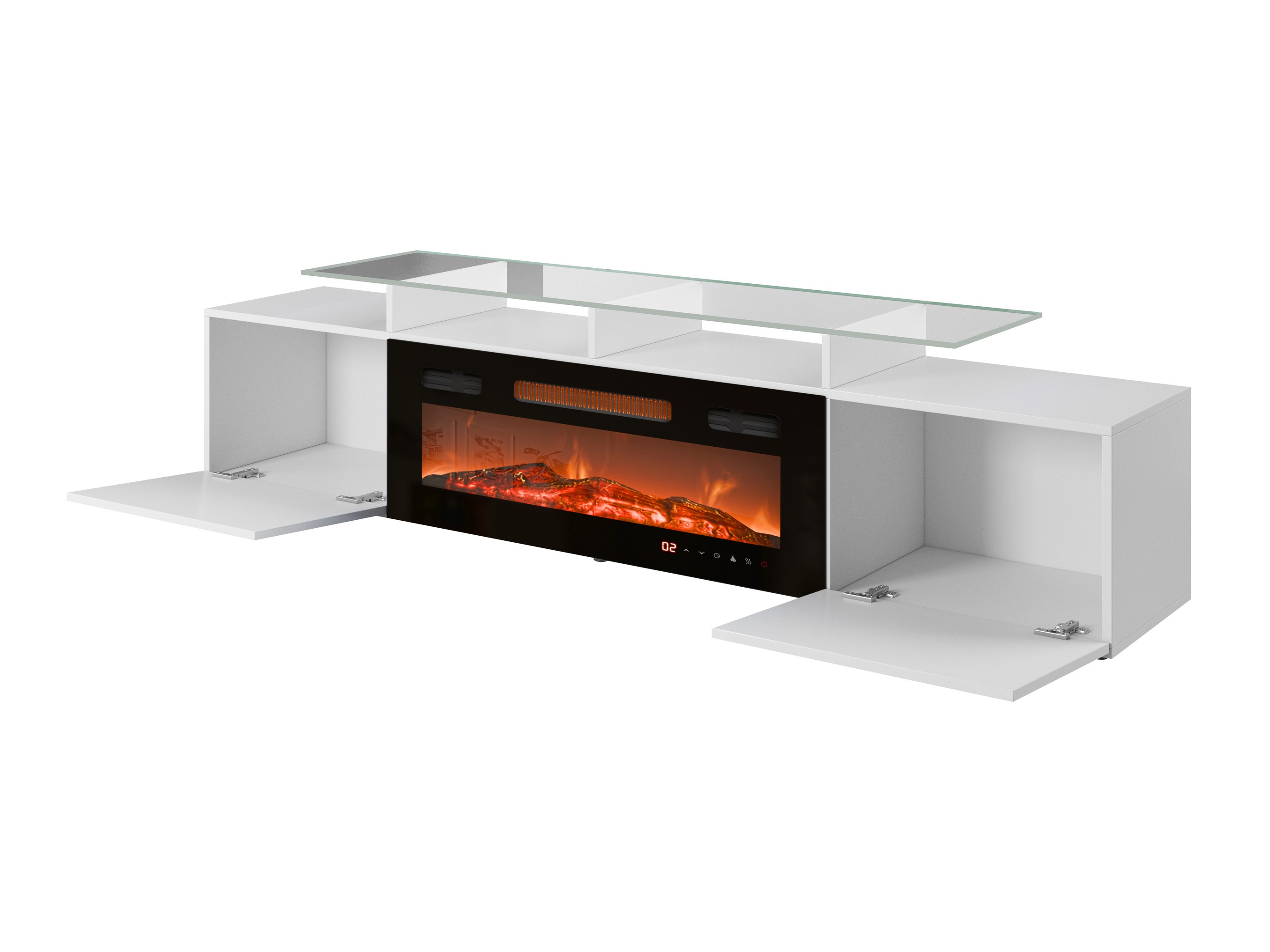 Mobile porta TV Numerus (Bianco + Bianco lucido)