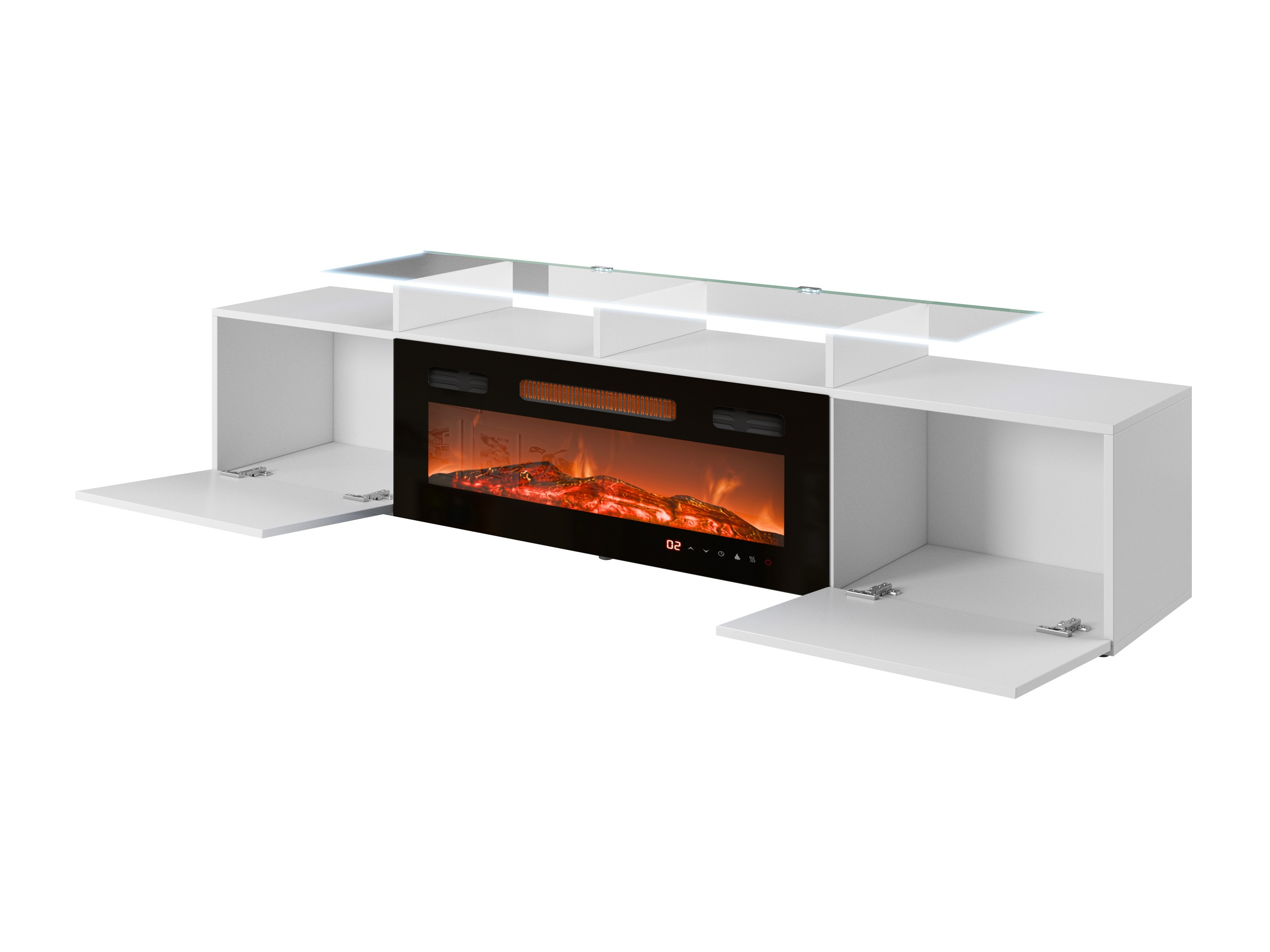 Mobile porta TV Numerus (Bianco + Bianco lucido)