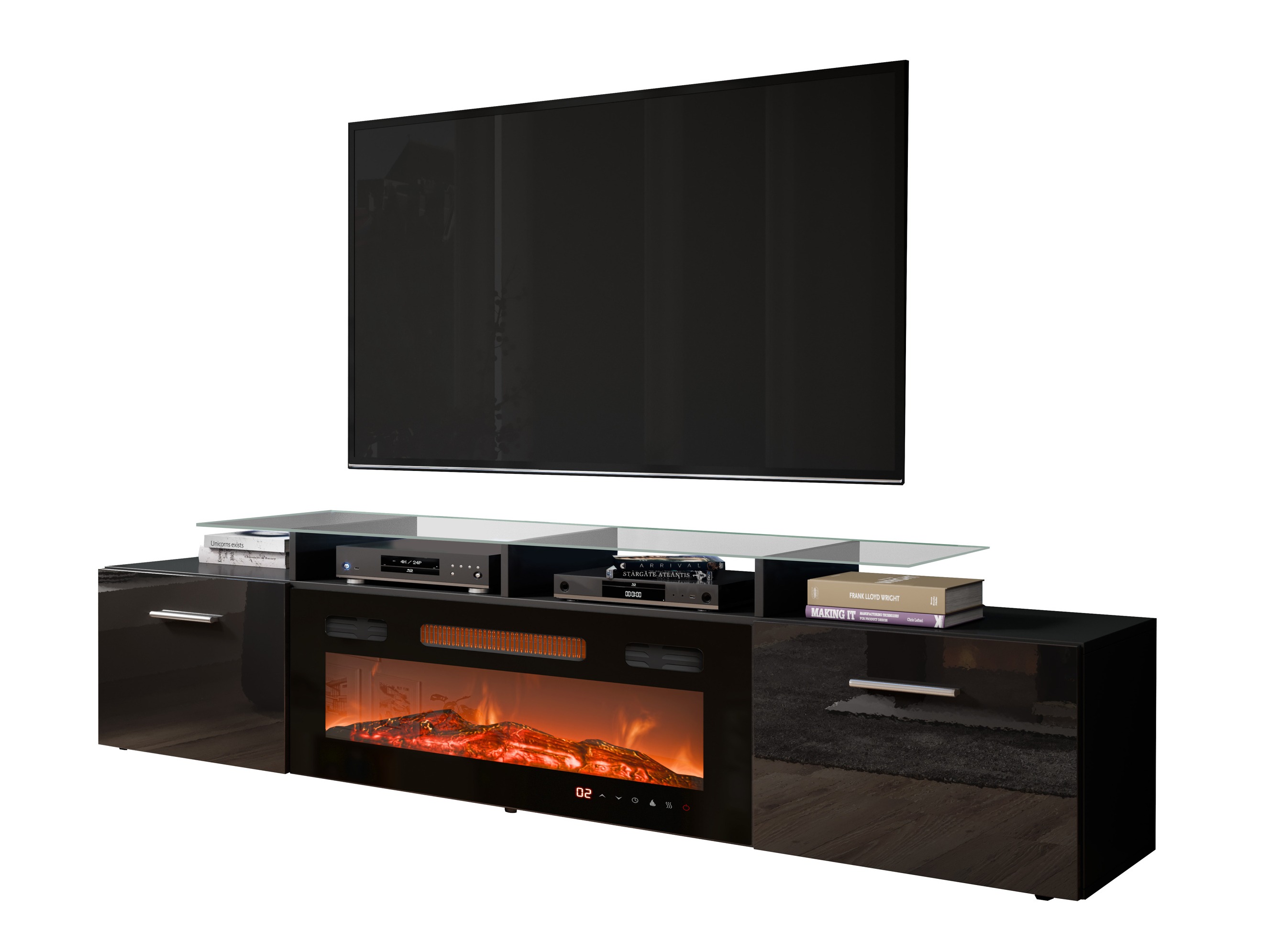Mobile porta TV Numerus (Nero + Nero lucido)