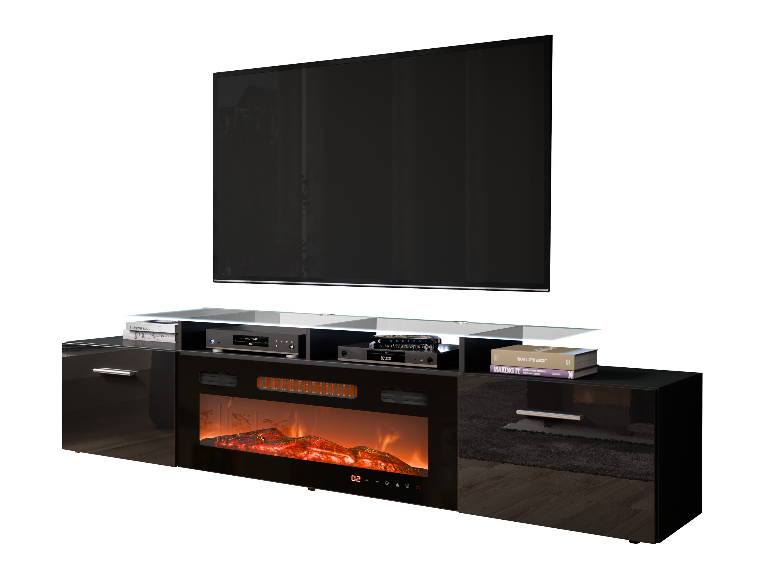Mobile porta TV Numerus (Nero + Nero lucido)