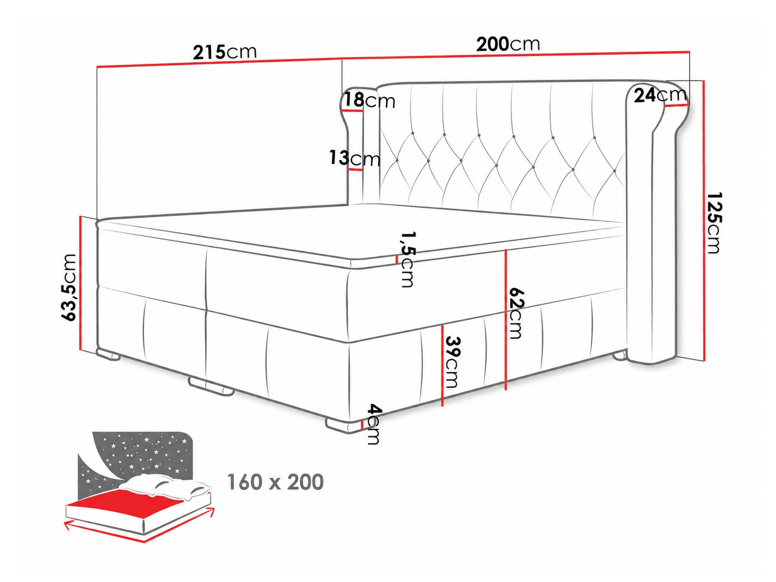 Letto continentale Ars (Magic Velvet 2201)