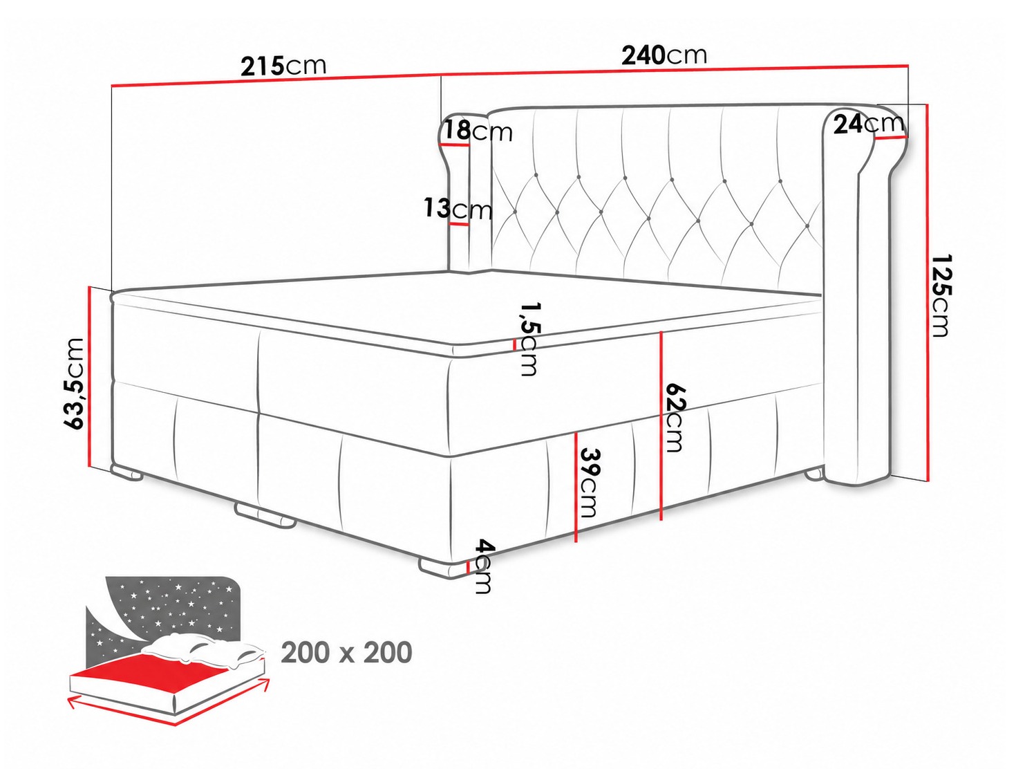 Letto continentale Ars (Magic Velvet 2201)