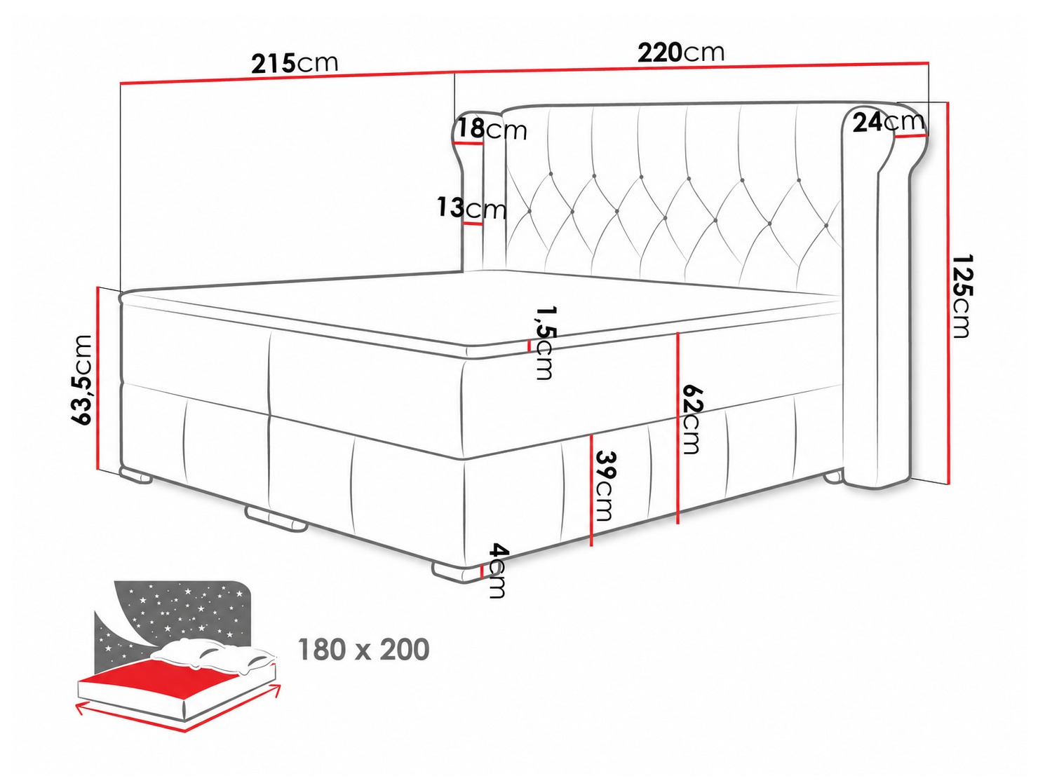 Letto continentale Ars (Magic Velvet 2217)