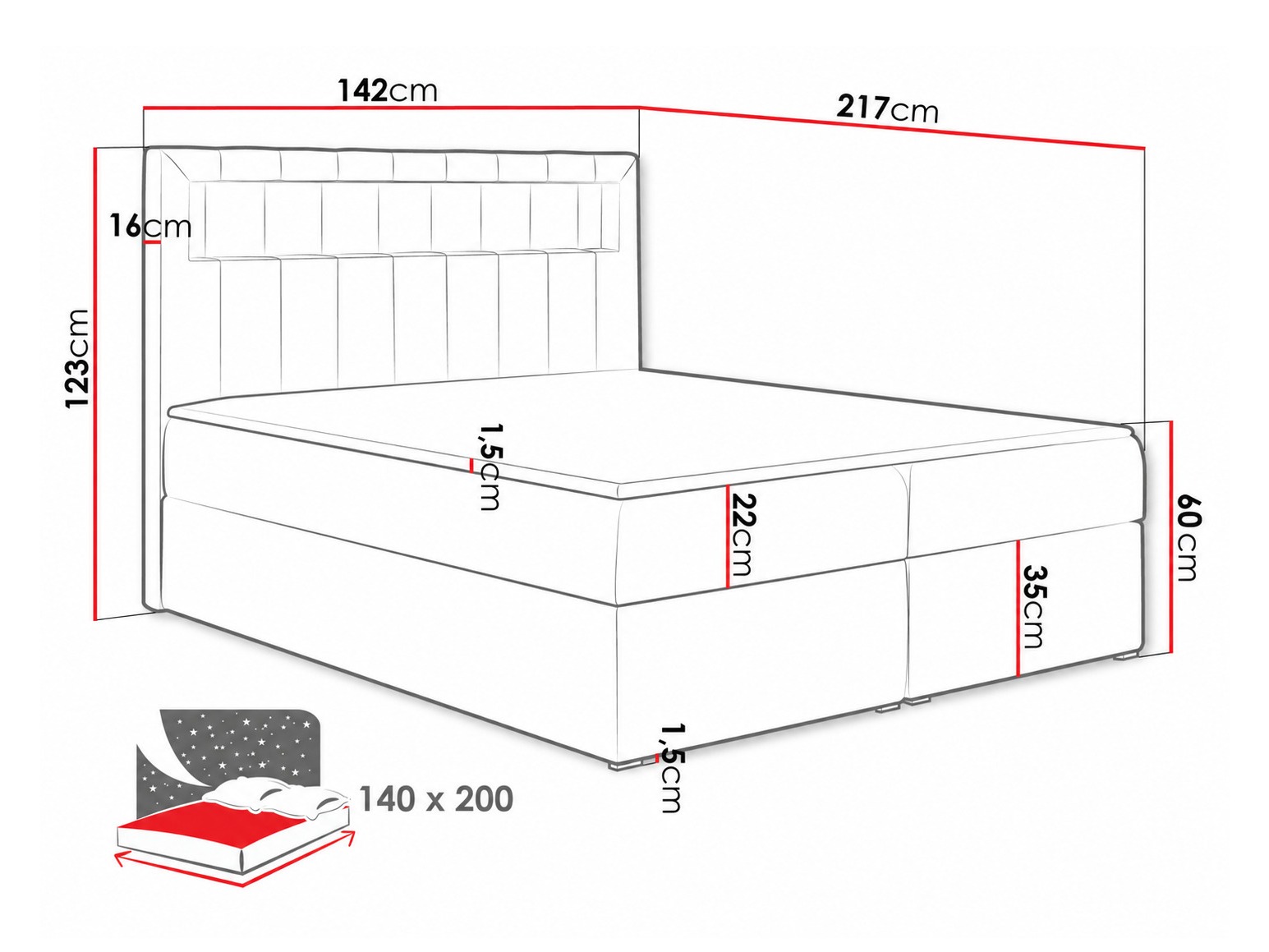 Letto continentale Pomum (Magic Velvet 2217)
