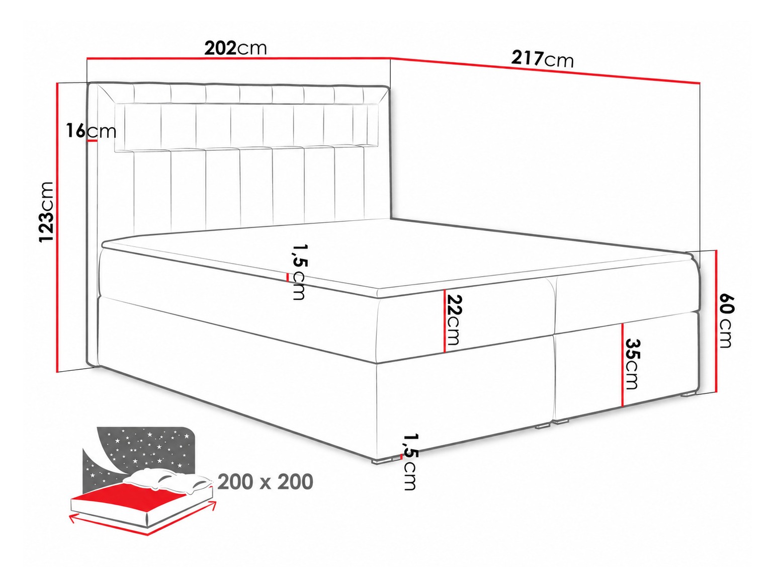 Letto continentale Pomum (Magic Velvet 2217)