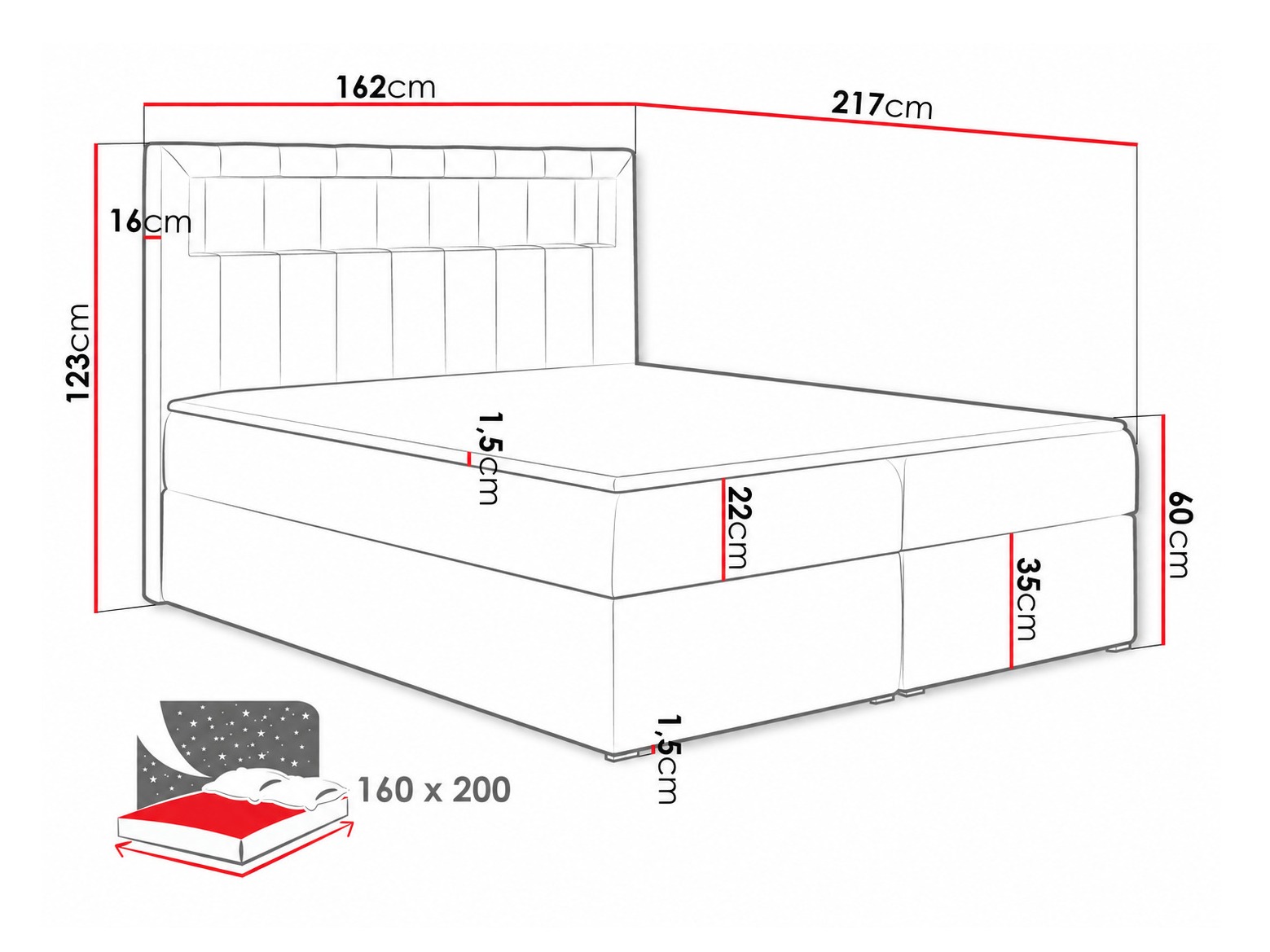Letto continentale Pomum (Magic Velvet 2225)