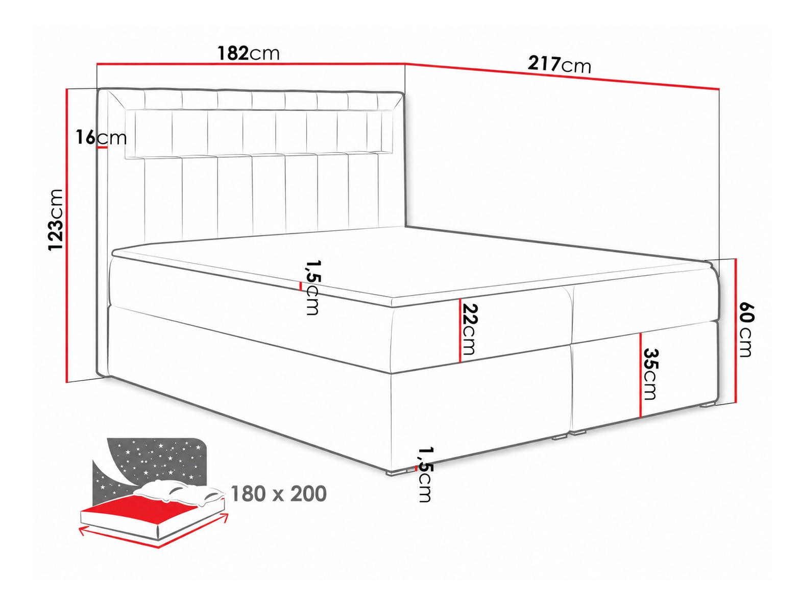 Letto continentale Pomum (Magic Velvet 2225)