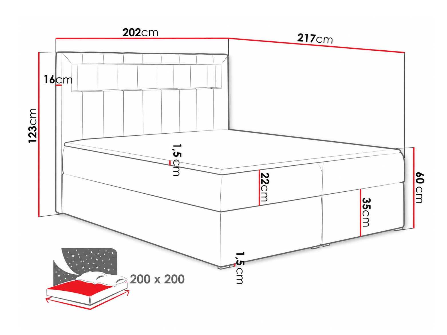 Letto continentale Pomum (Magic Velvet 2225)