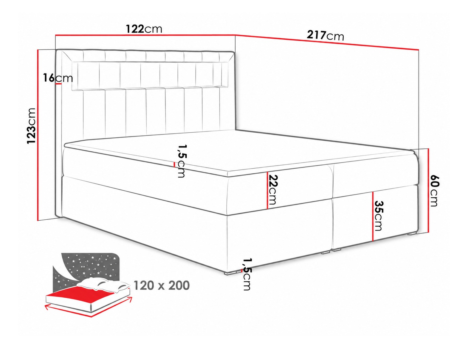 Letto continentale Pomum (Magic Velvet 2239)