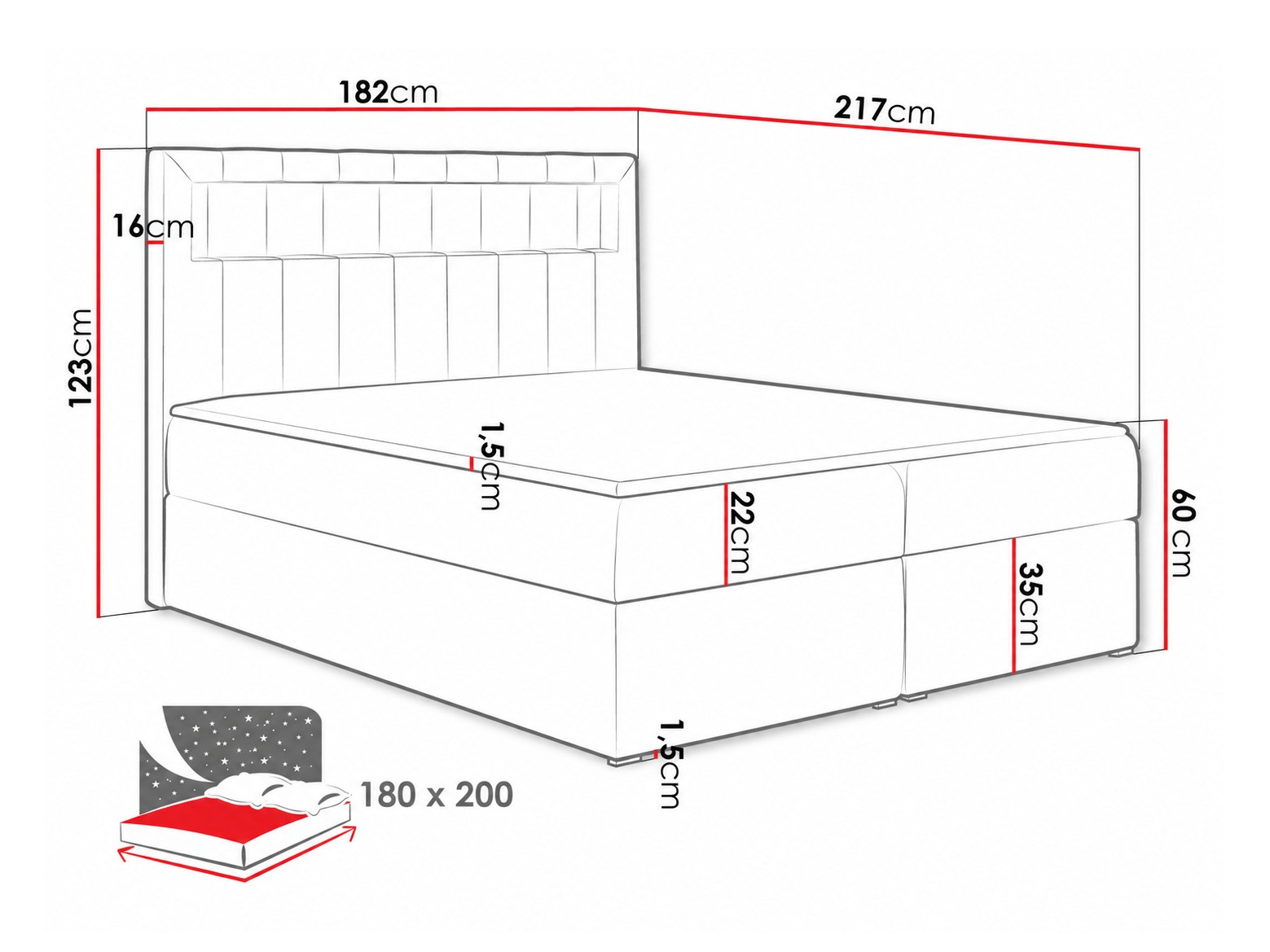 Letto continentale Pomum (Magic Velvet 2239)