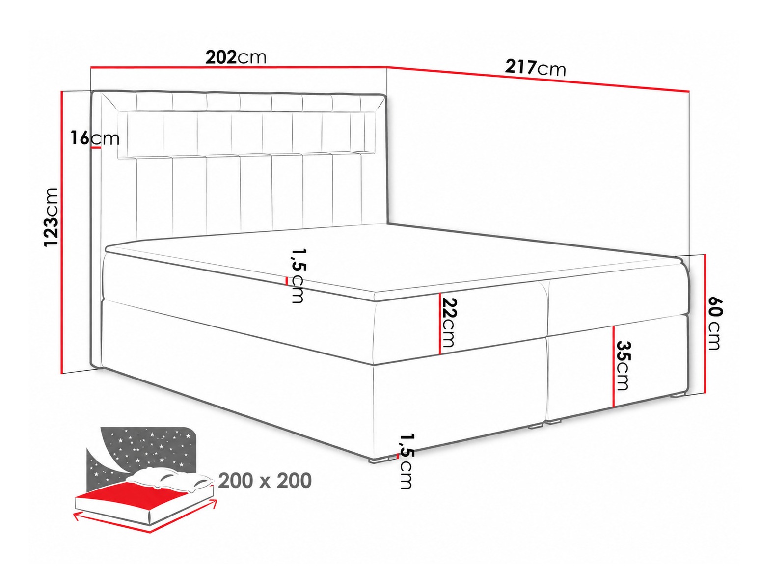 Letto continentale Pomum (Magic Velvet 2239)