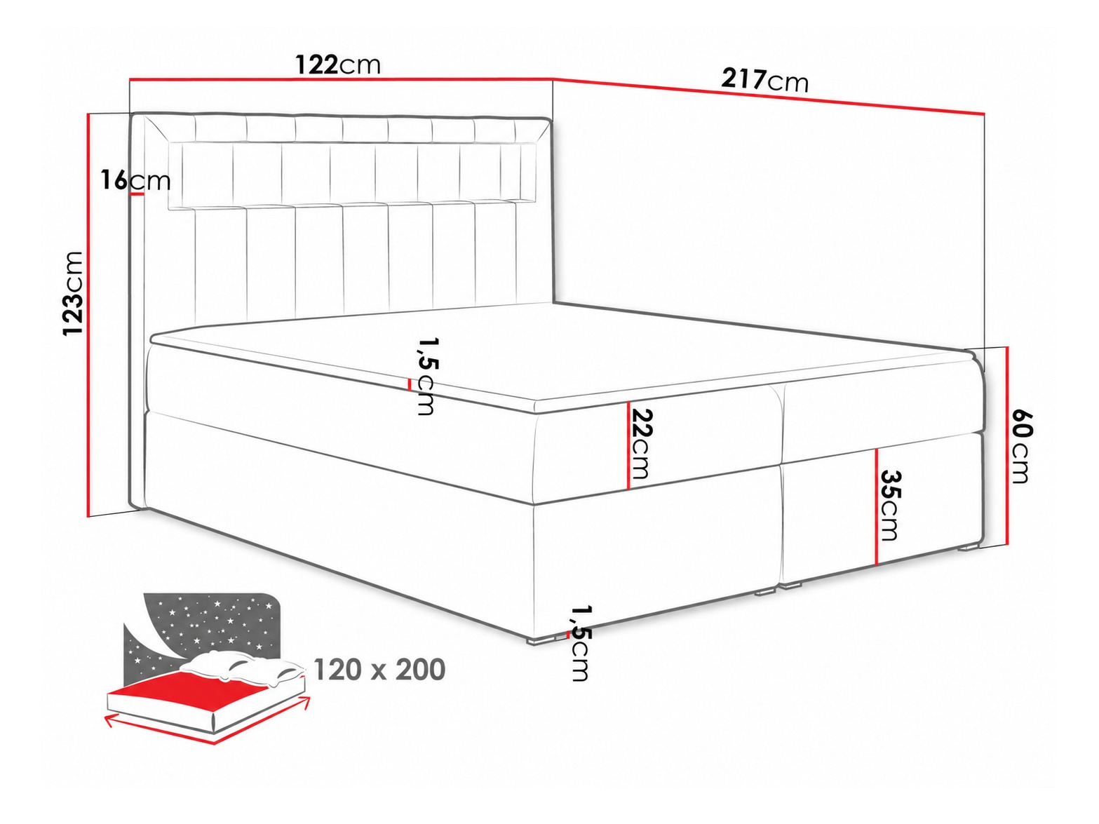 Letto continentale Pomum (Soft 010)