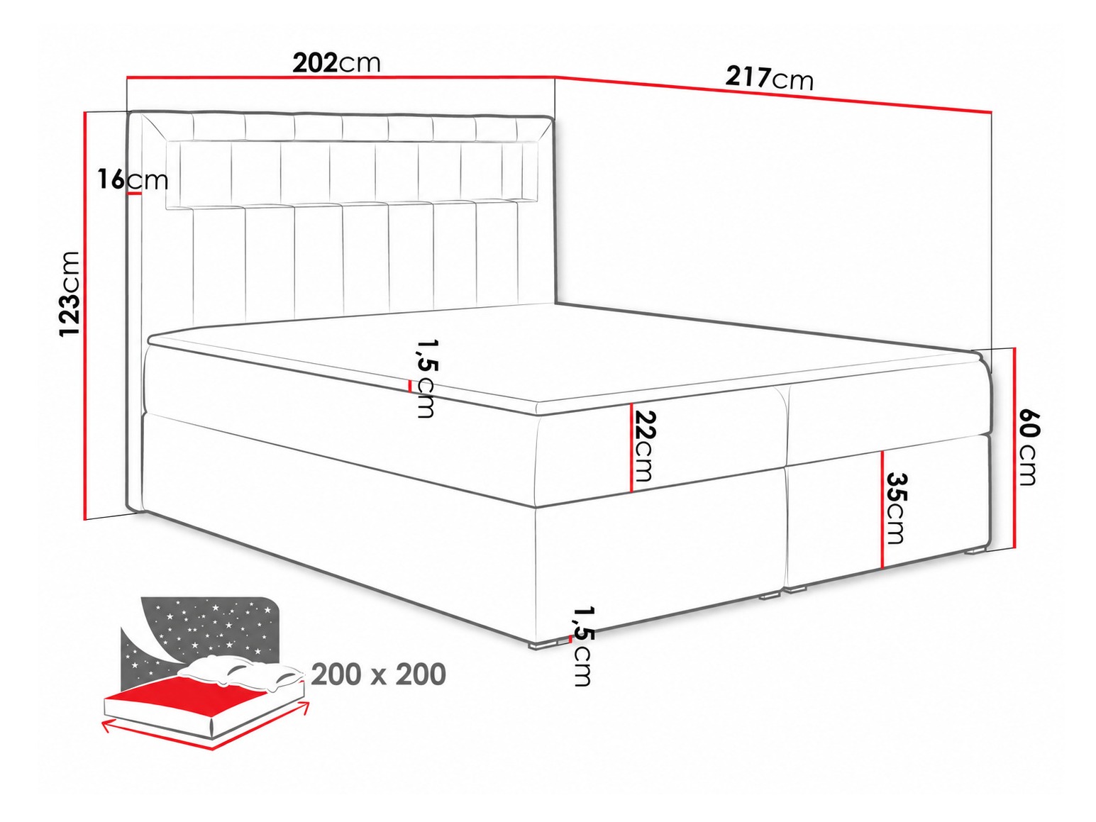 Letto continentale Pomum (Soft 010)