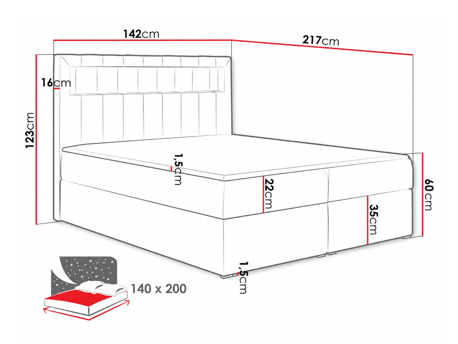 Letto continentale Pomum (Soft 011)