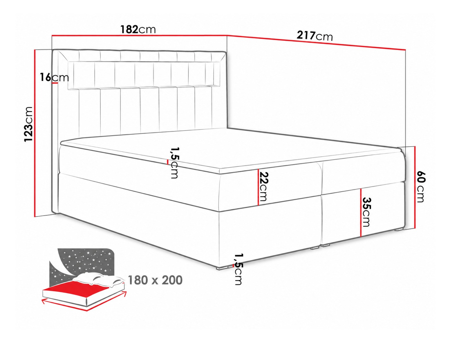 Letto continentale Pomum (Soft 017)