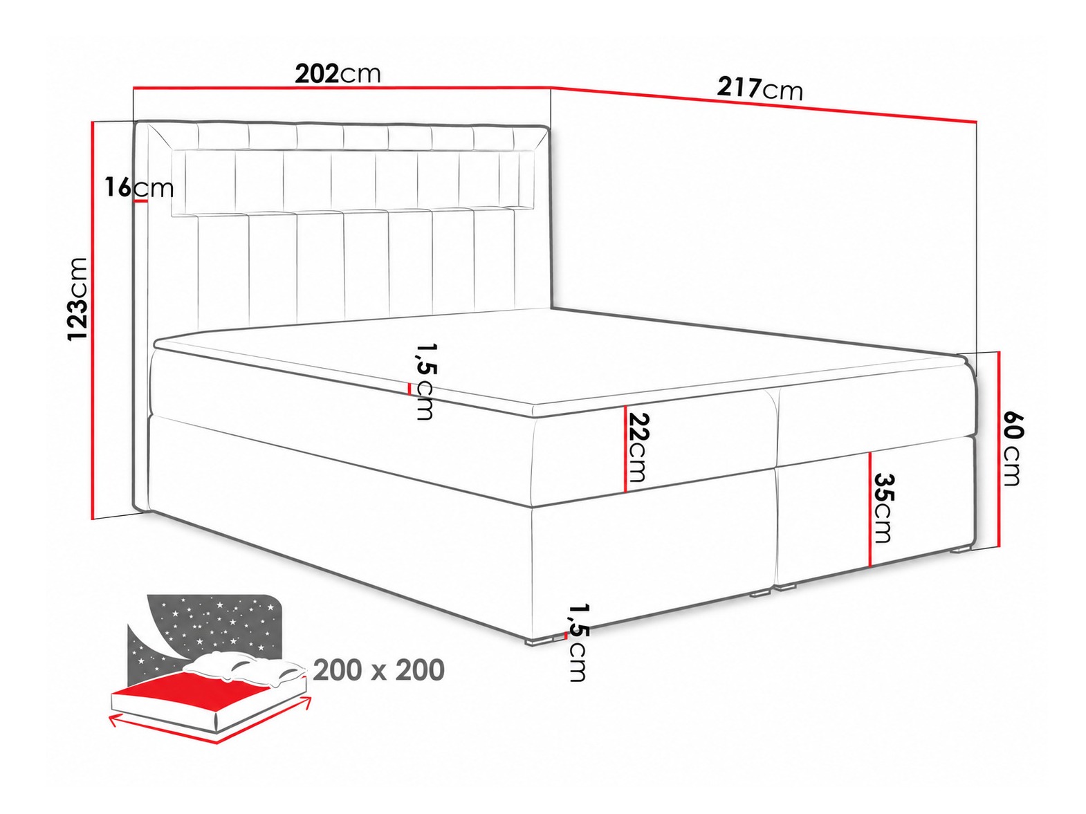 Letto continentale Pomum (Soft 017)