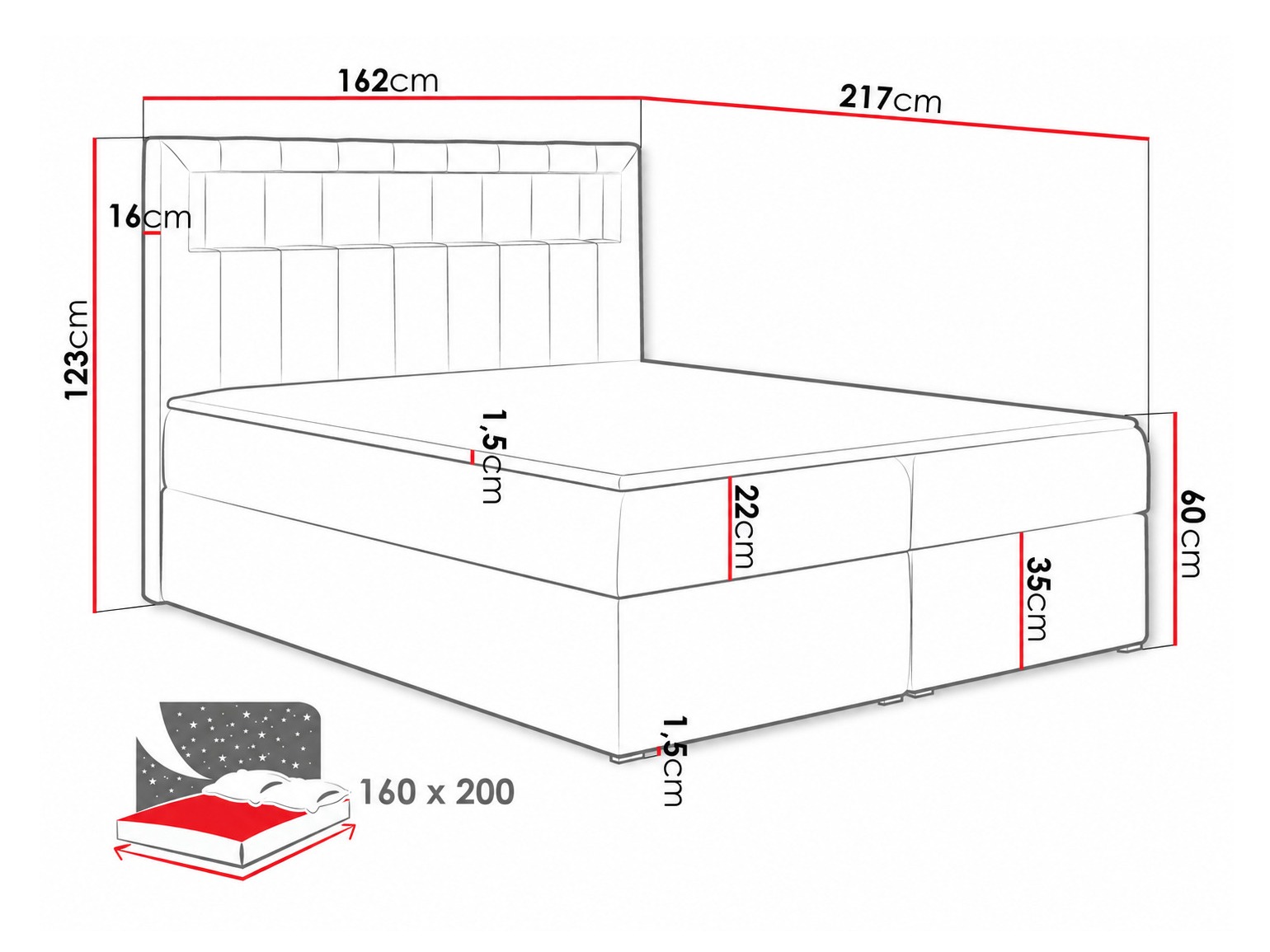 Letto continentale Pomum (Soft 029)