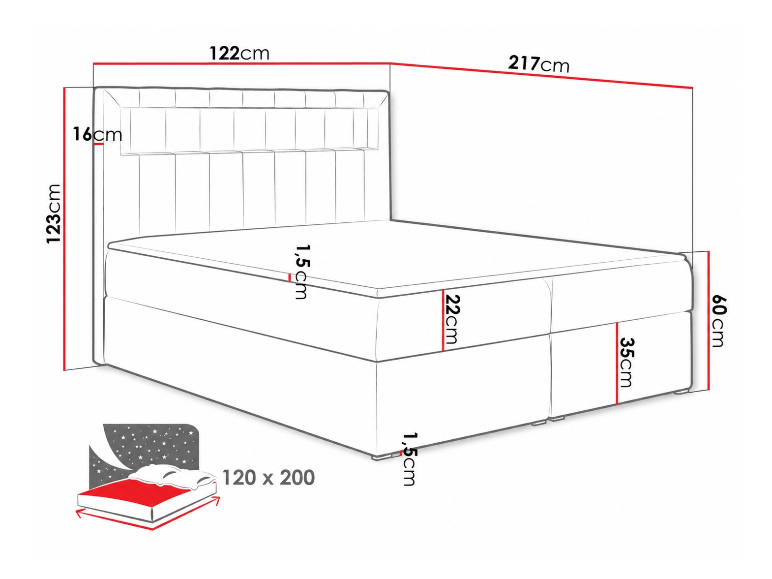 Letto continentale Pomum (Soft 033)