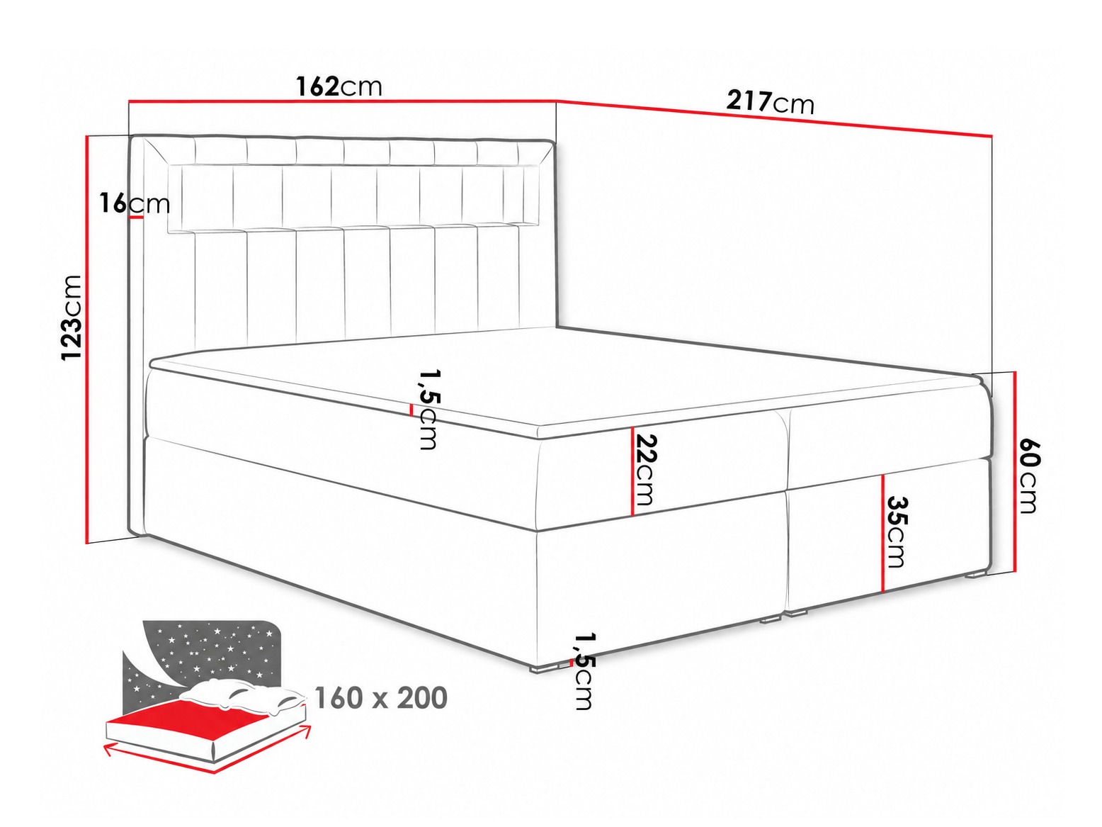 Letto continentale Pomum (Soft 033)