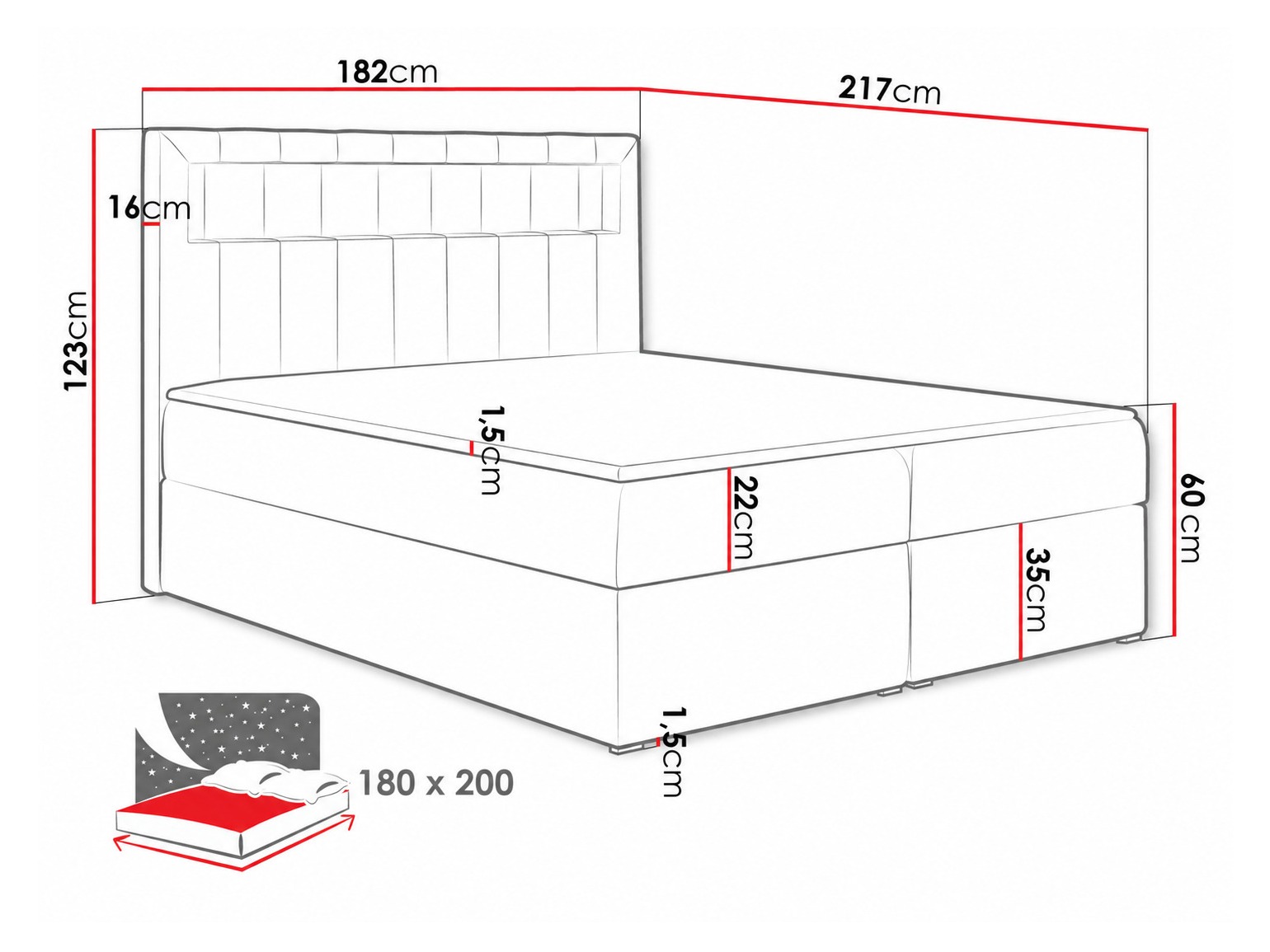 Letto continentale Pomum (Soft 033)