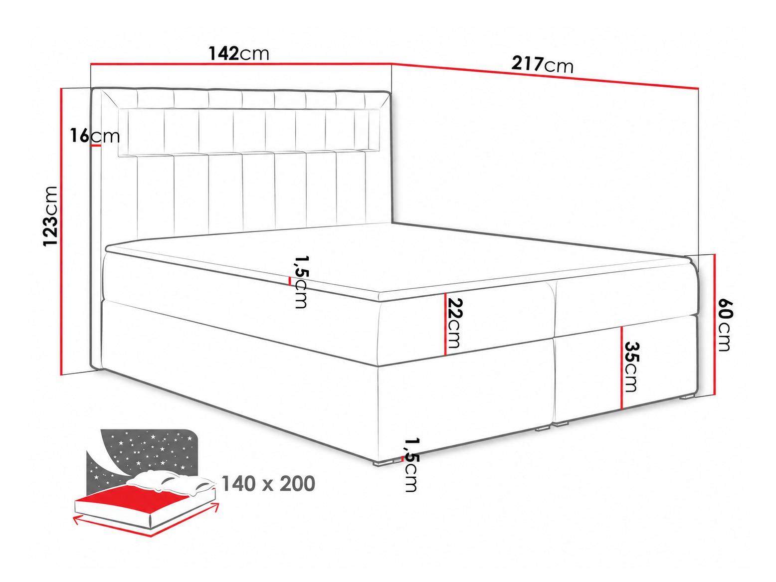 Letto continentale Pomum (Velutto 11)