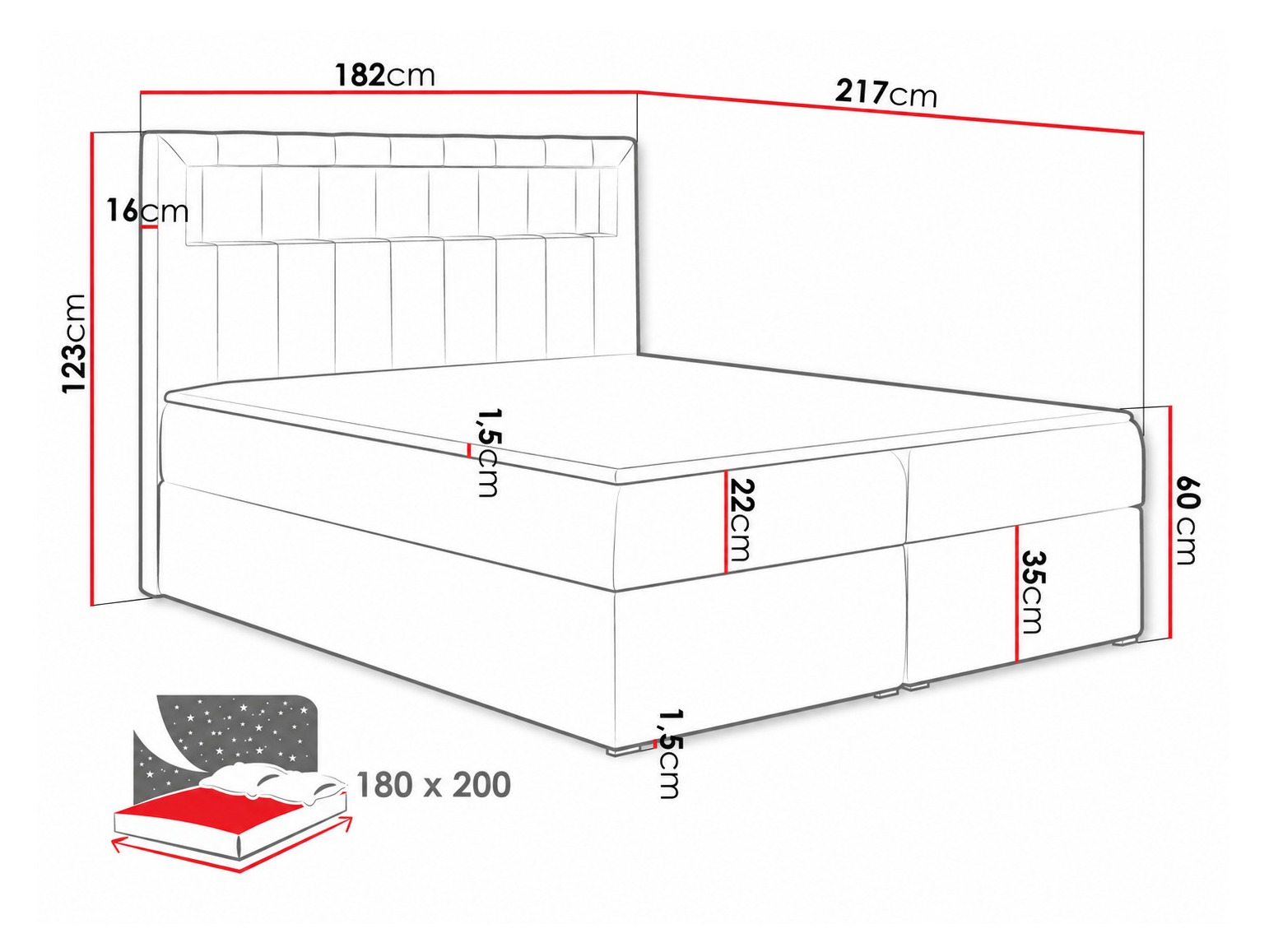 Letto continentale Pomum (Velutto 11)