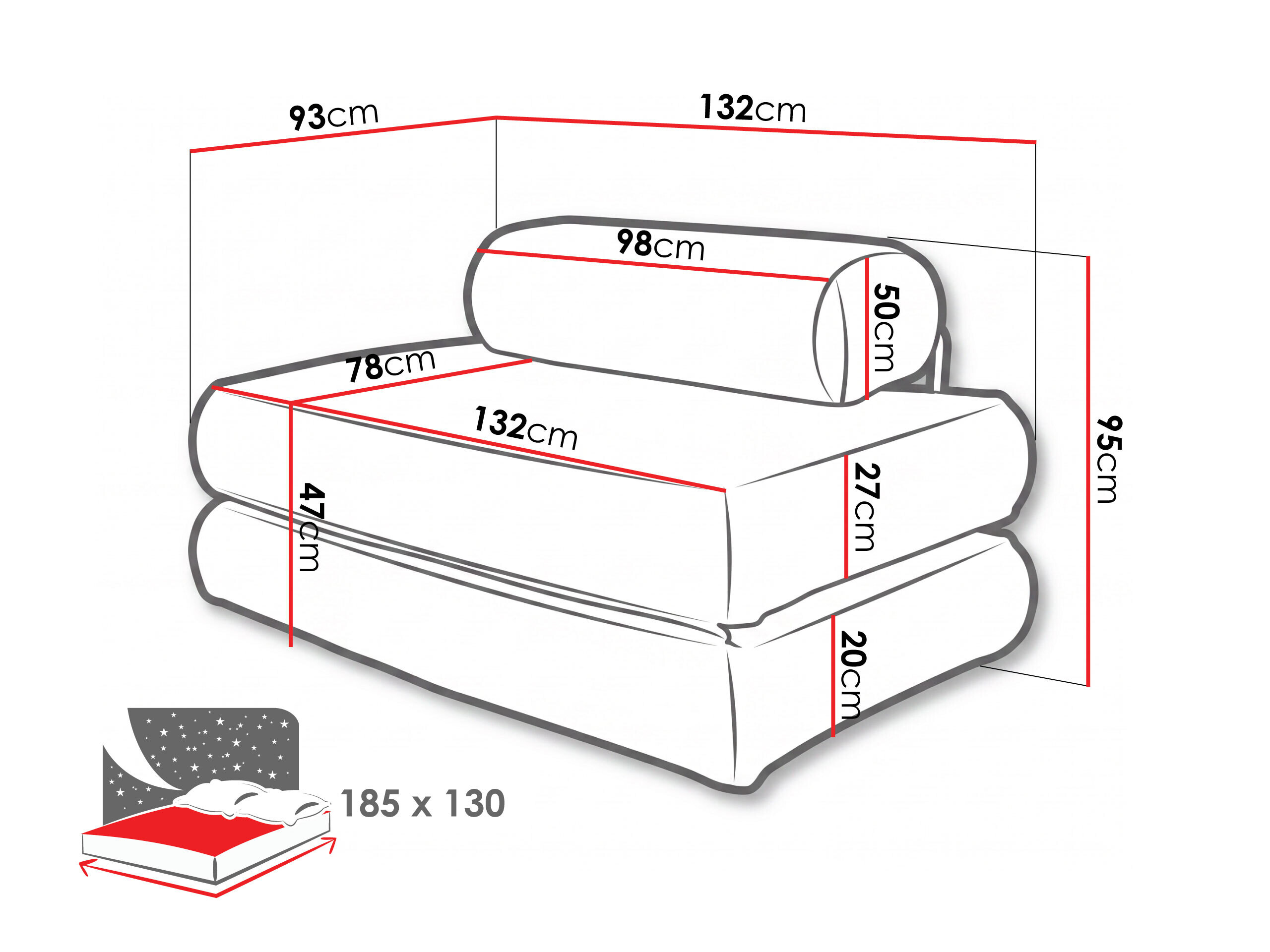 Divano letto Carson 141 (Cruz 15)