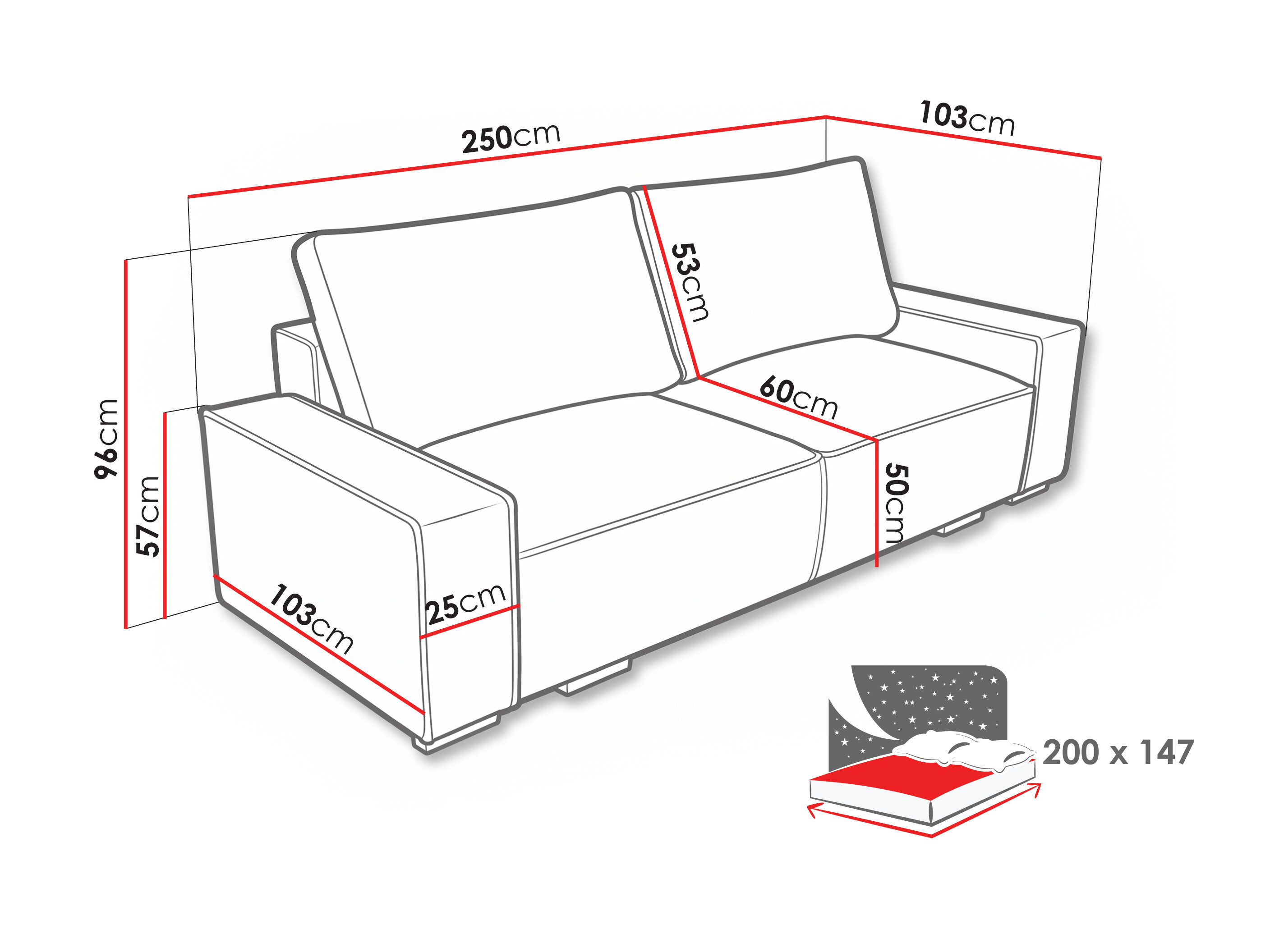 Divano letto Lufkin 156 (Lincoln 90)