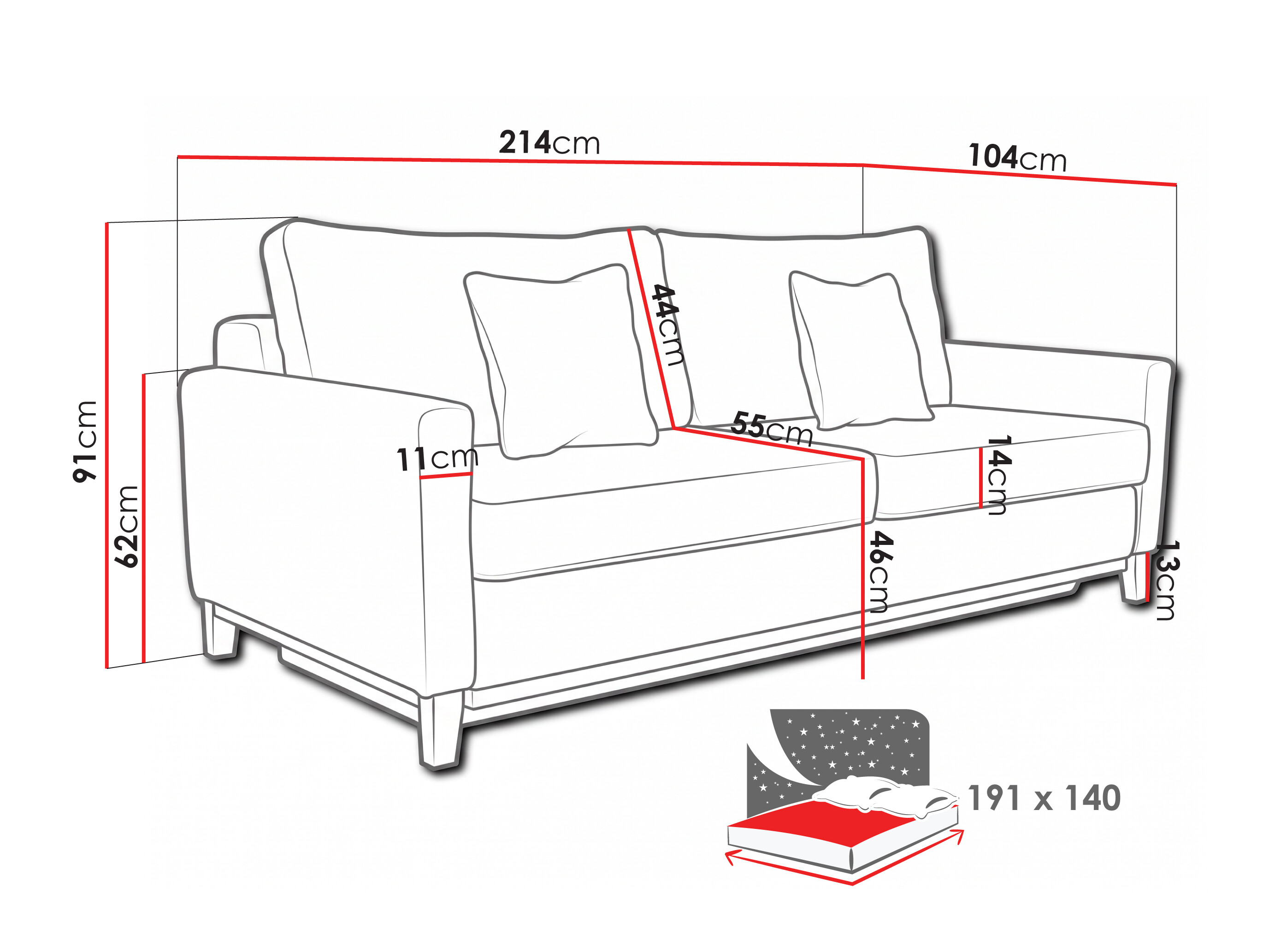 Divano letto Lufkin 129 (Anafi 8)