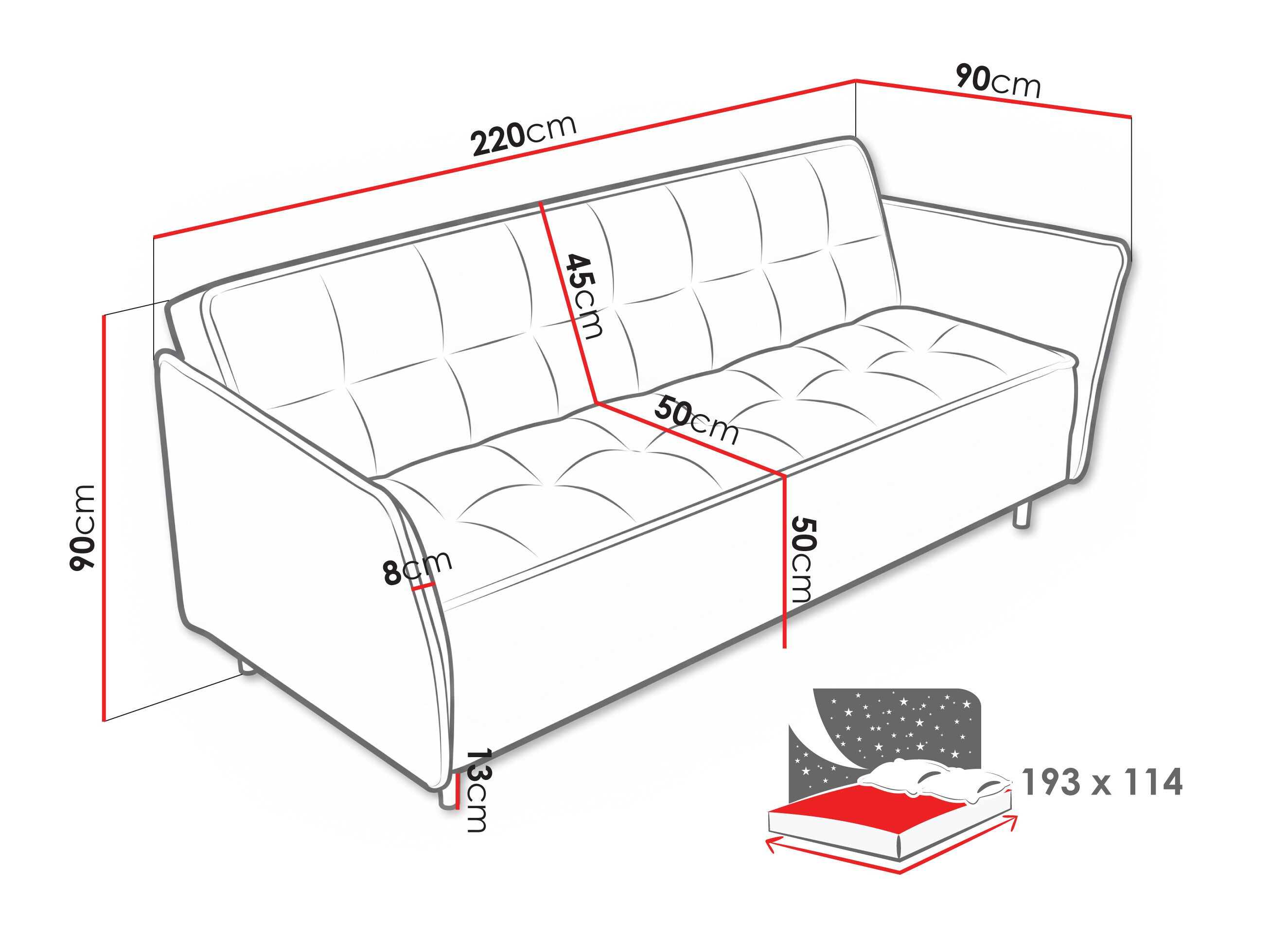Divano letto Lufkin 130 (Curio 80)